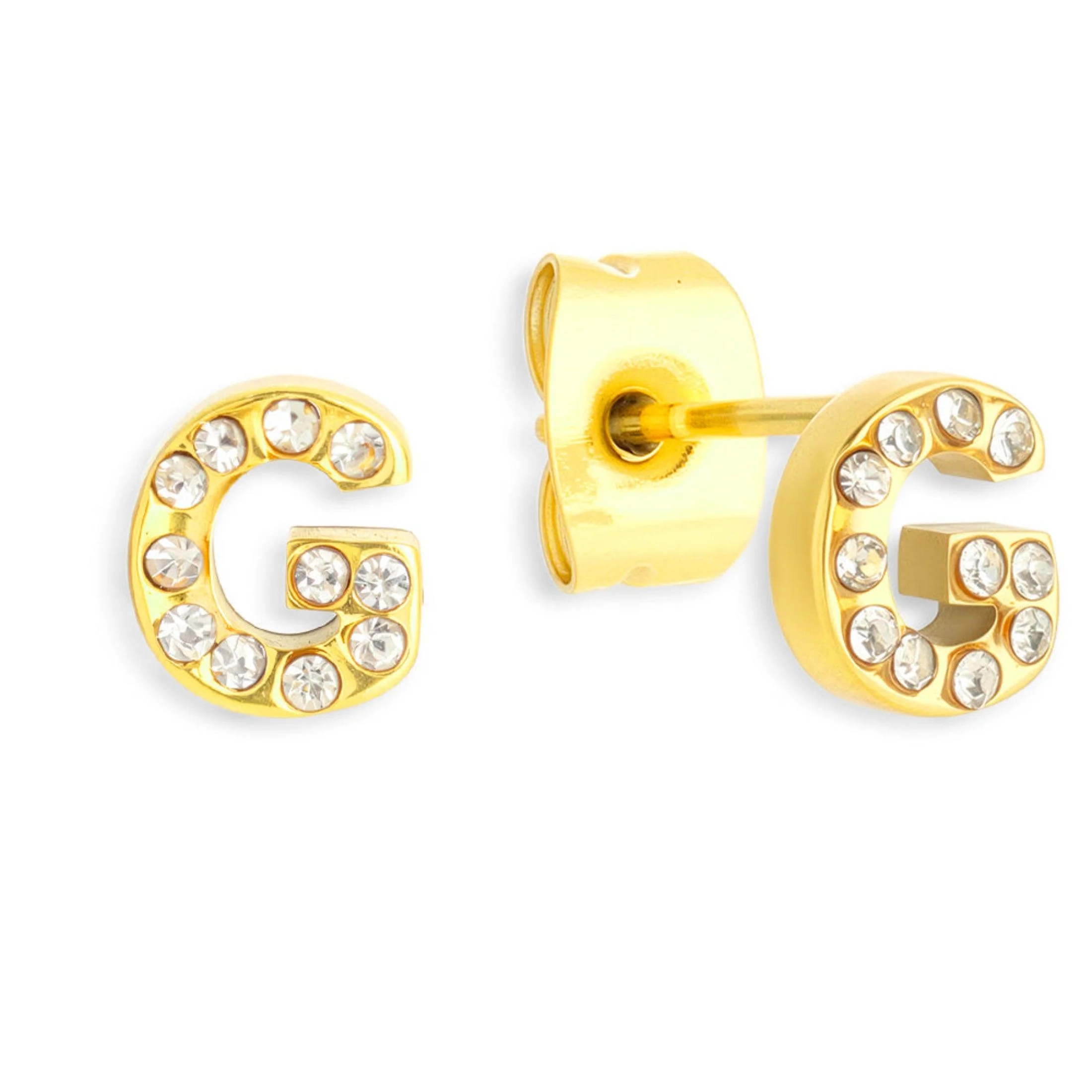 Crystal Initial Stud Earrings - Image 11