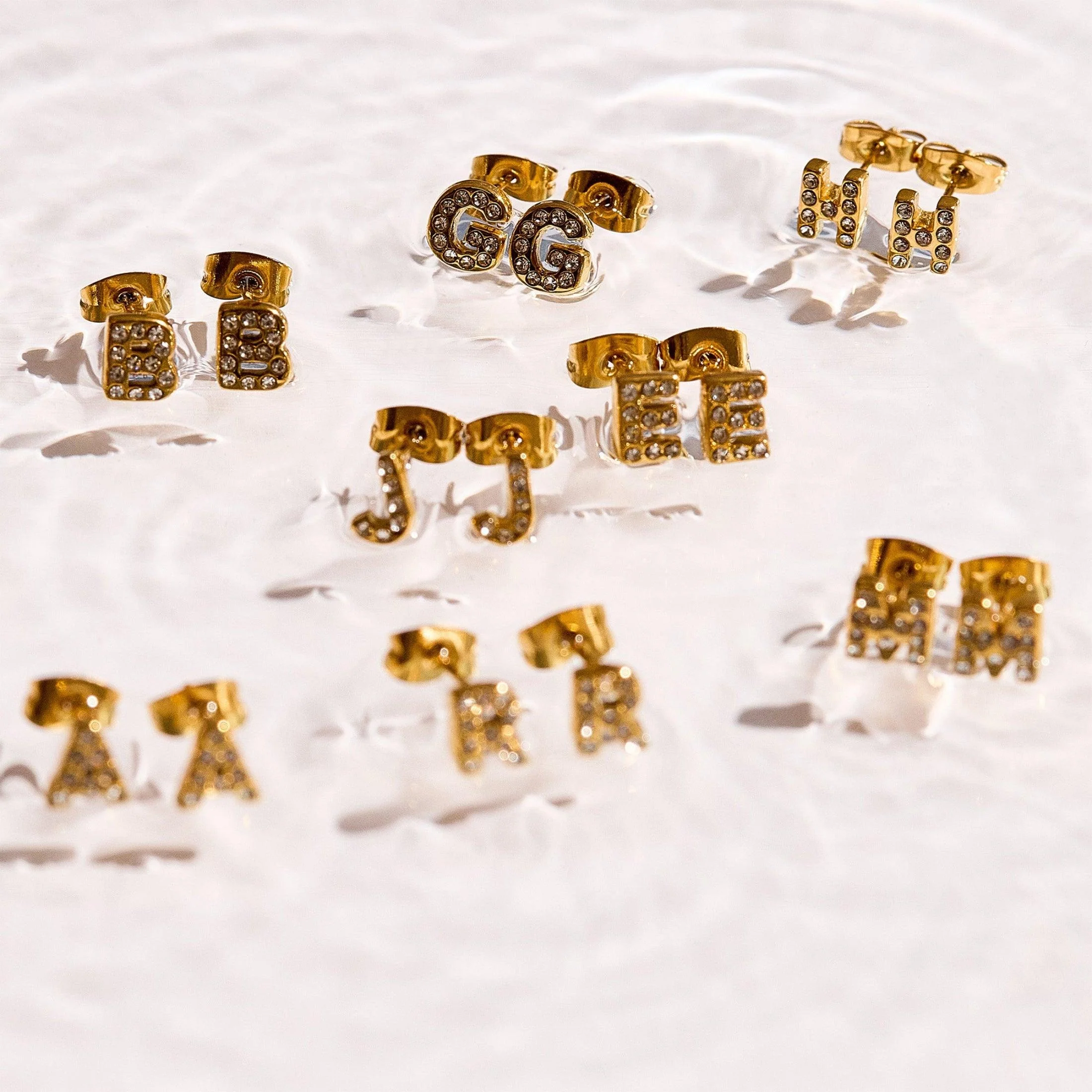 Crystal Initial Stud Earrings - Image 13