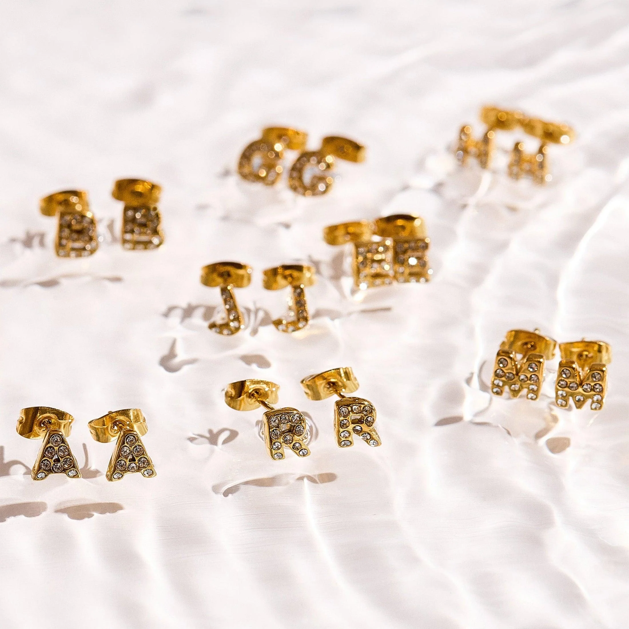 Crystal Initial Stud Earrings - Image 16