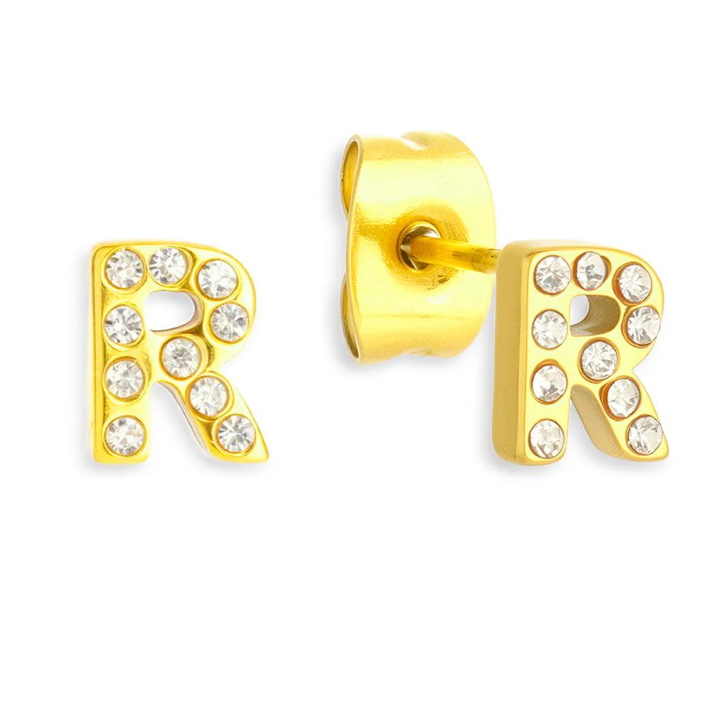 Crystal Initial Stud Earrings - Image 19