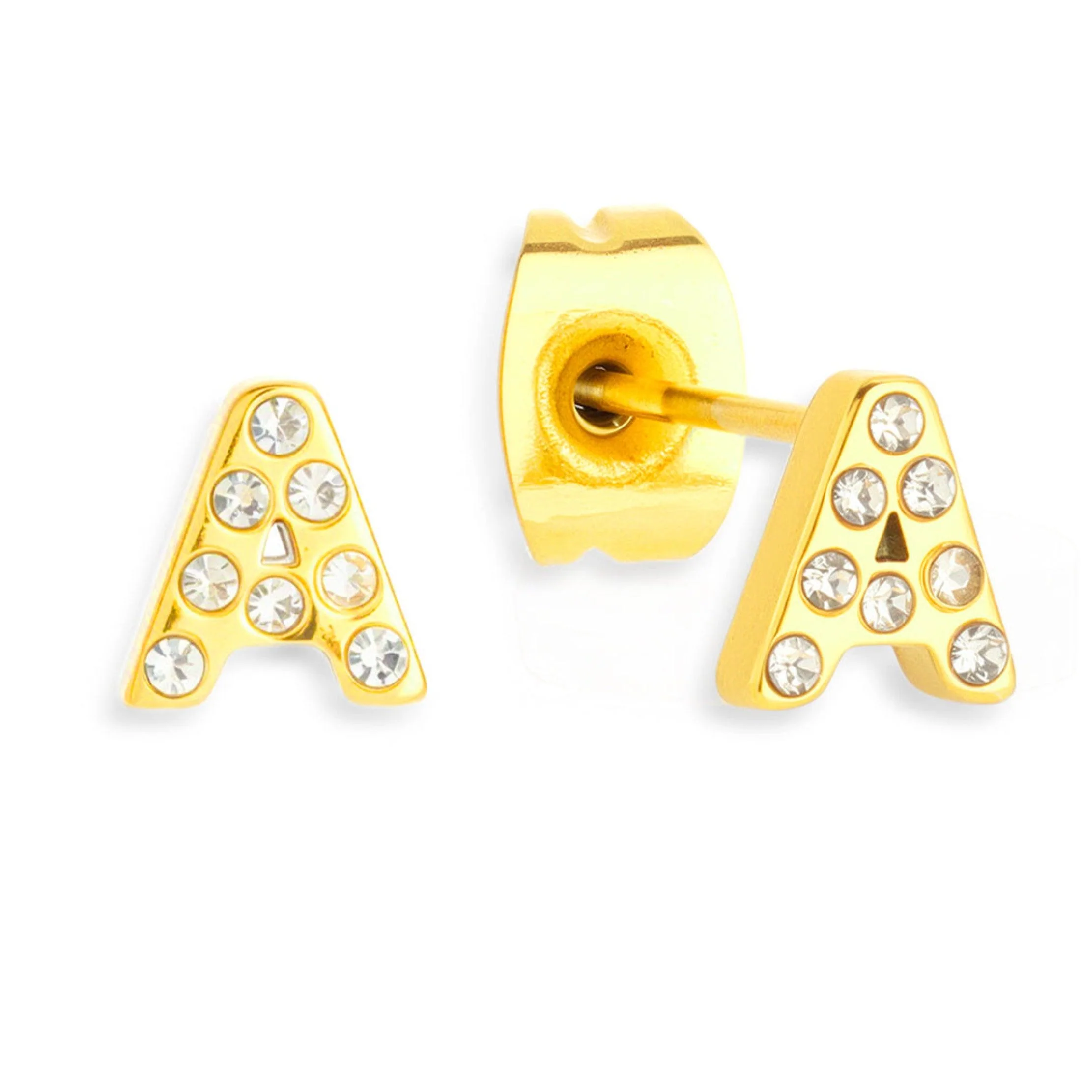 Crystal Initial Stud Earrings - Image 2