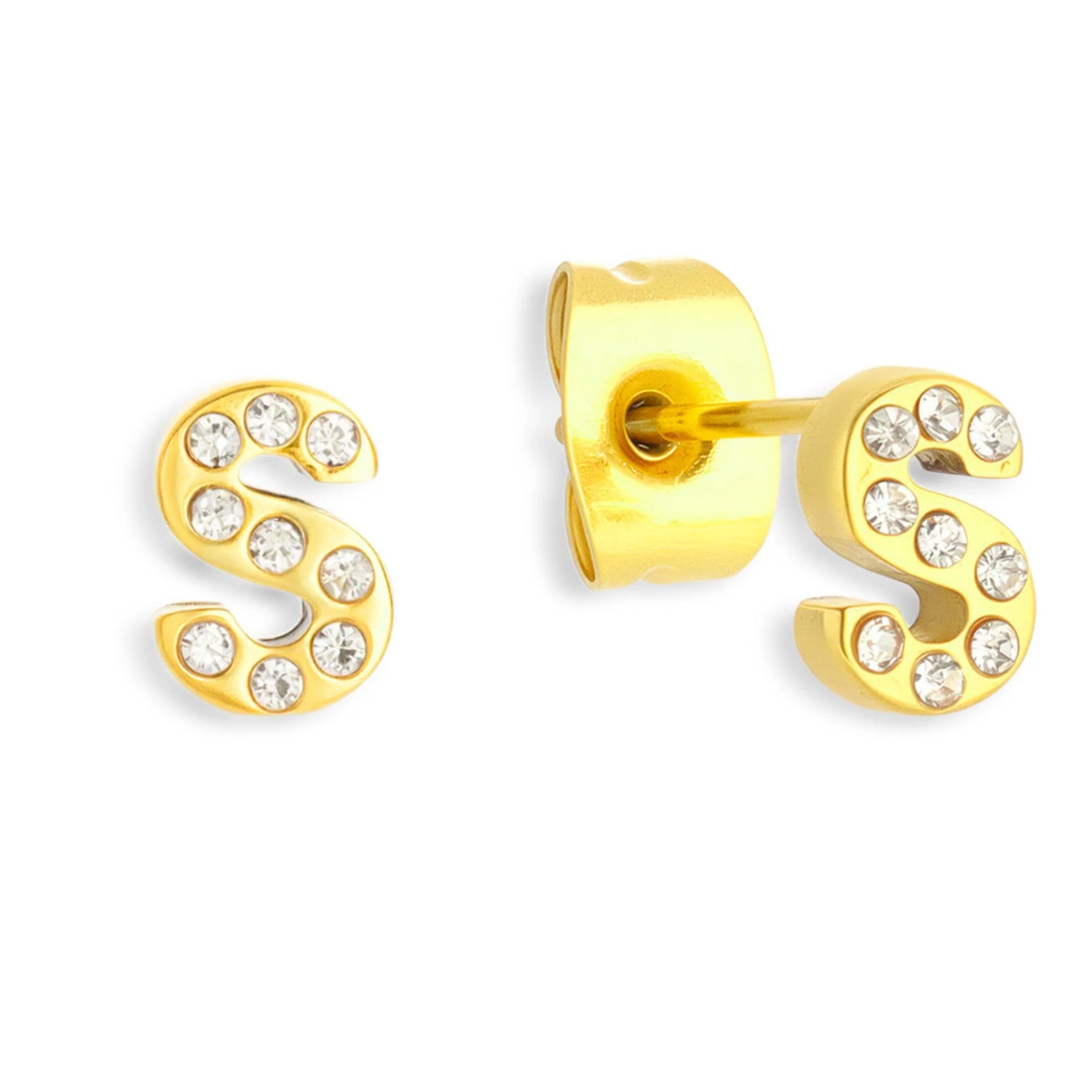 Crystal Initial Stud Earrings - Image 20