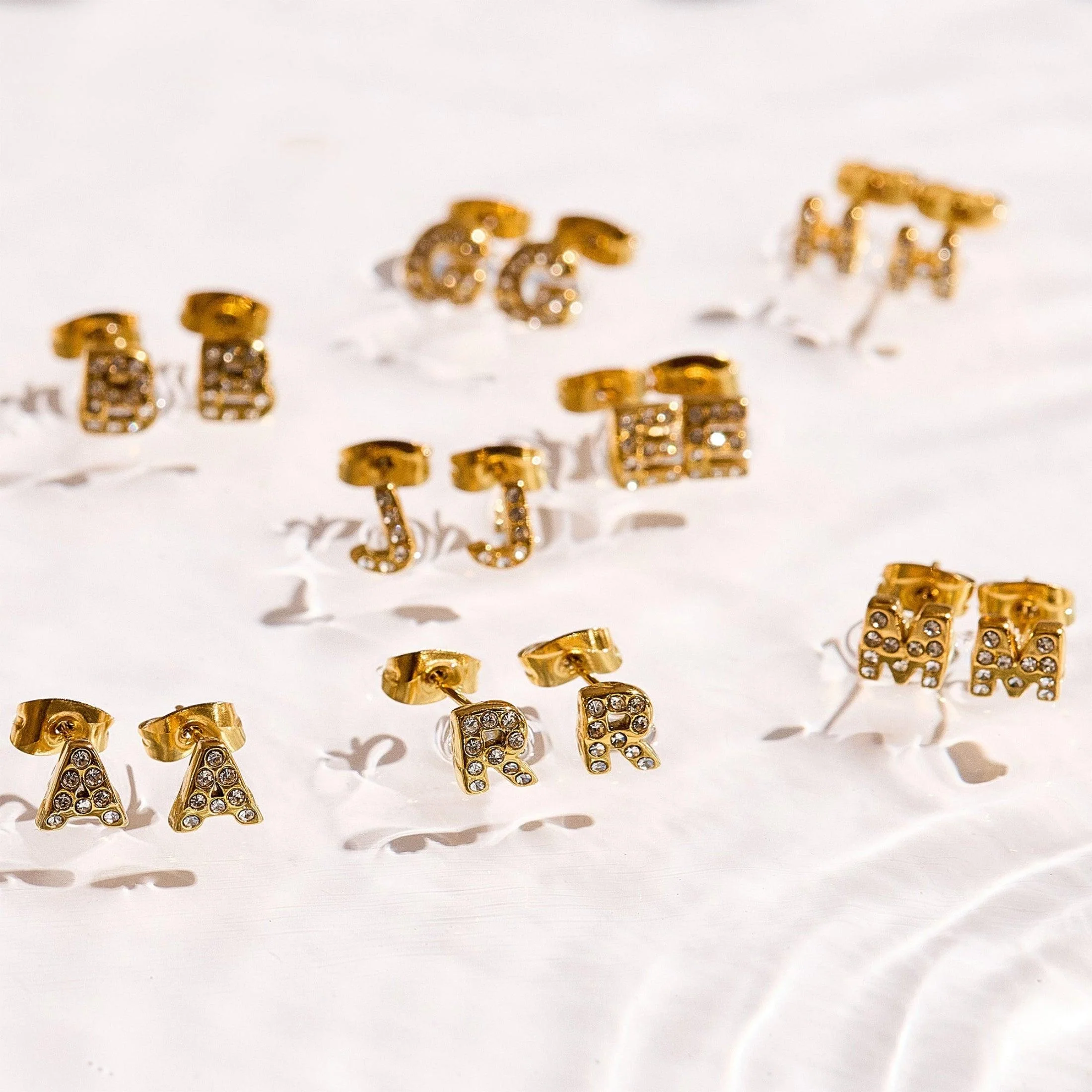 Crystal Initial Stud Earrings - Image 21