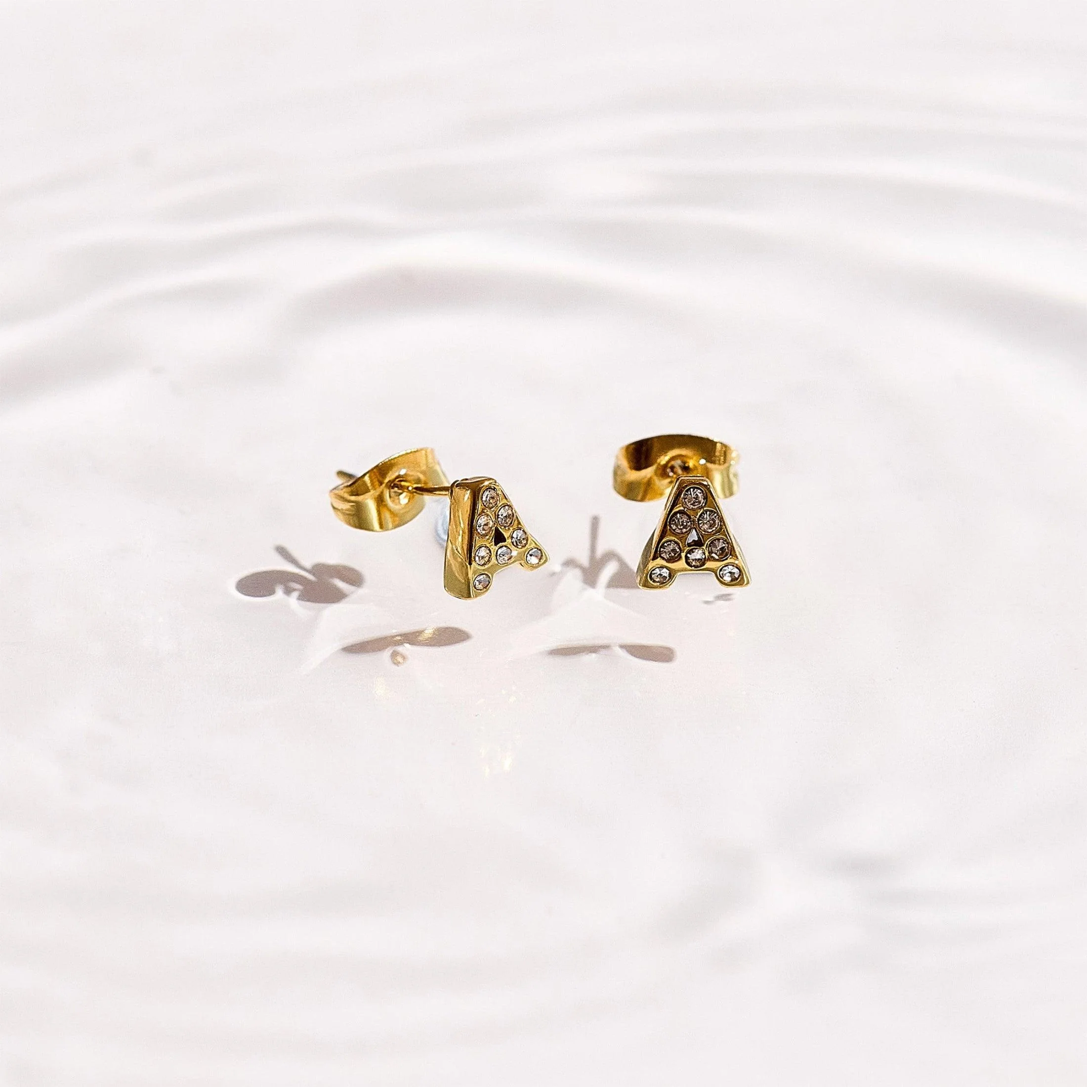 Crystal Initial Stud Earrings - Image 3