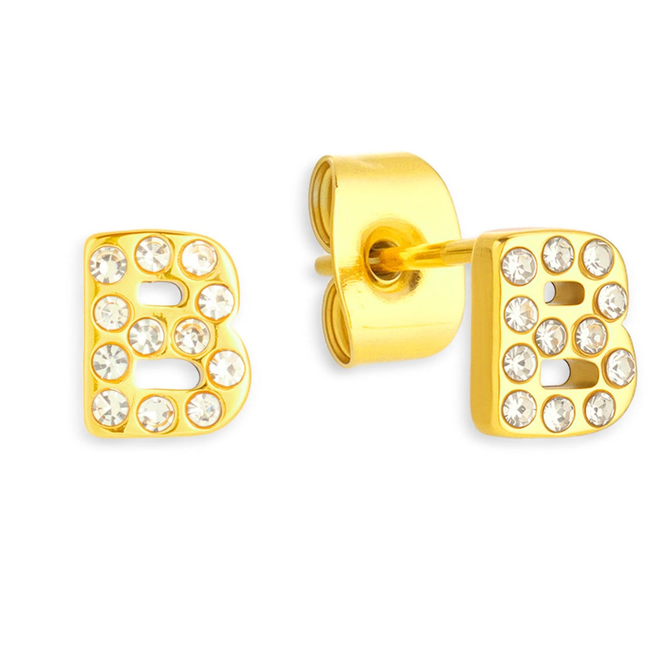 Crystal Initial Stud Earrings - Image 5