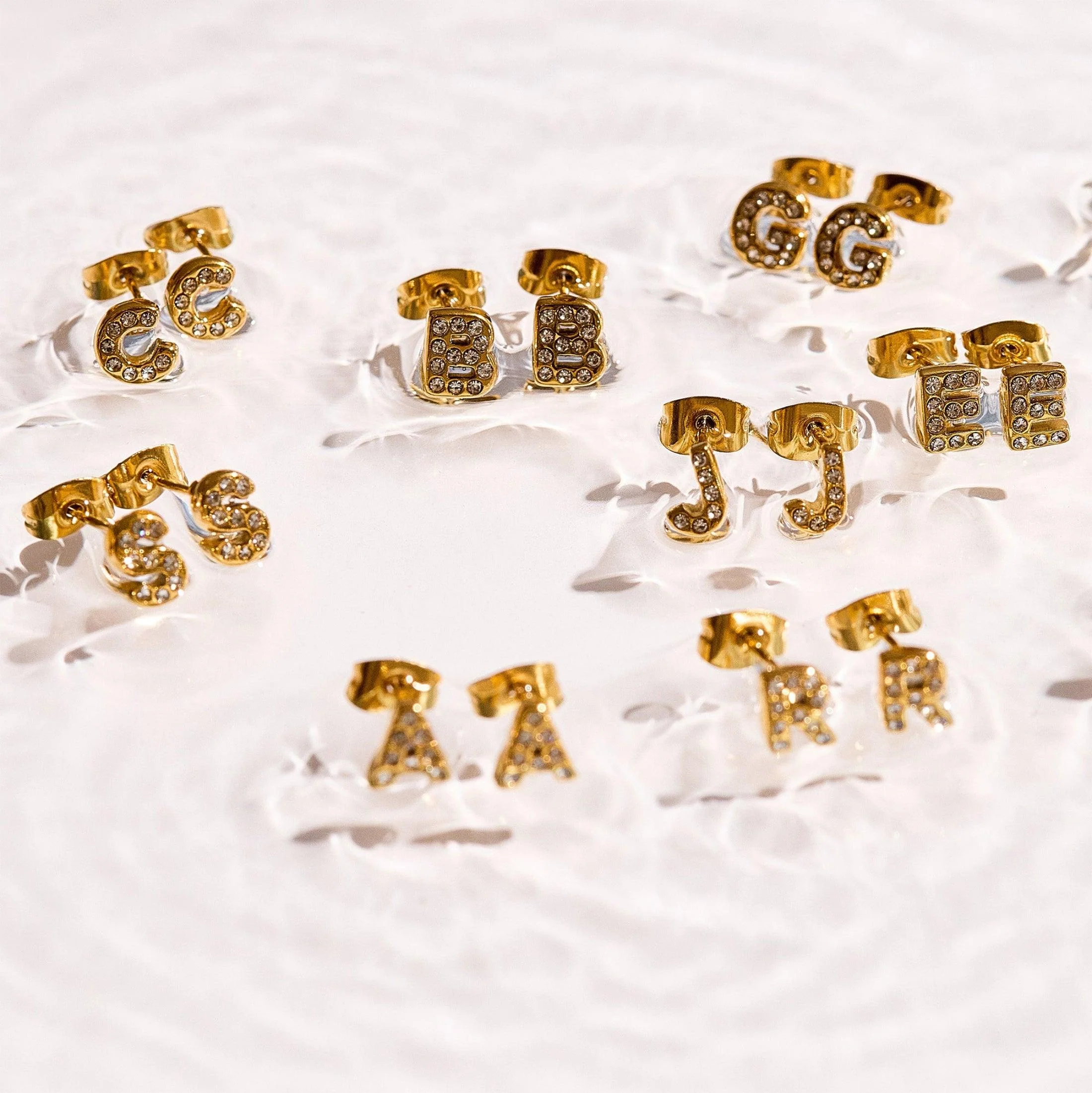 Crystal Initial Stud Earrings - Image 8