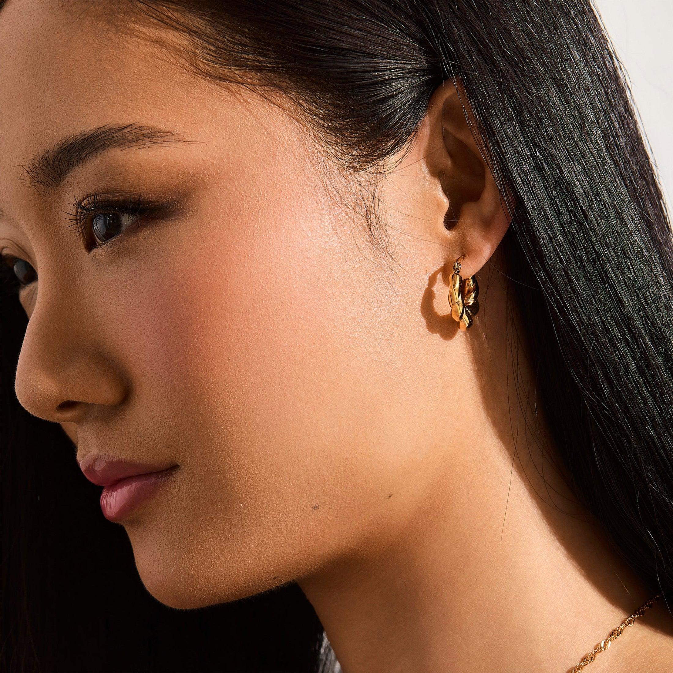 Chunky Twisted Hoop Earrings - Image 2