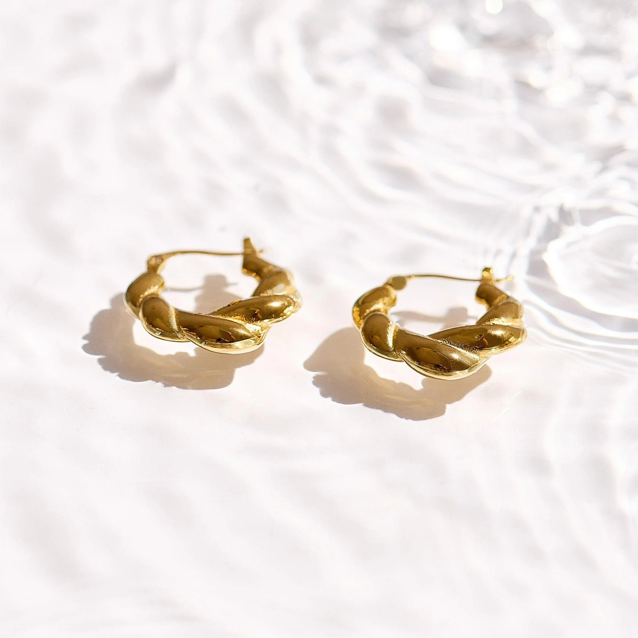 Chunky Twisted Hoop Earrings - Image 3