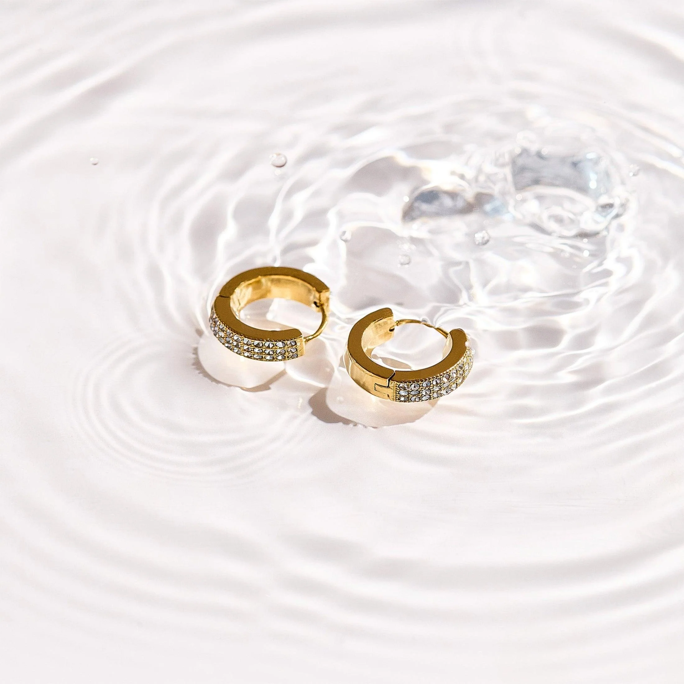Pavé Crystal Huggie Hoop Earrings - Image 3