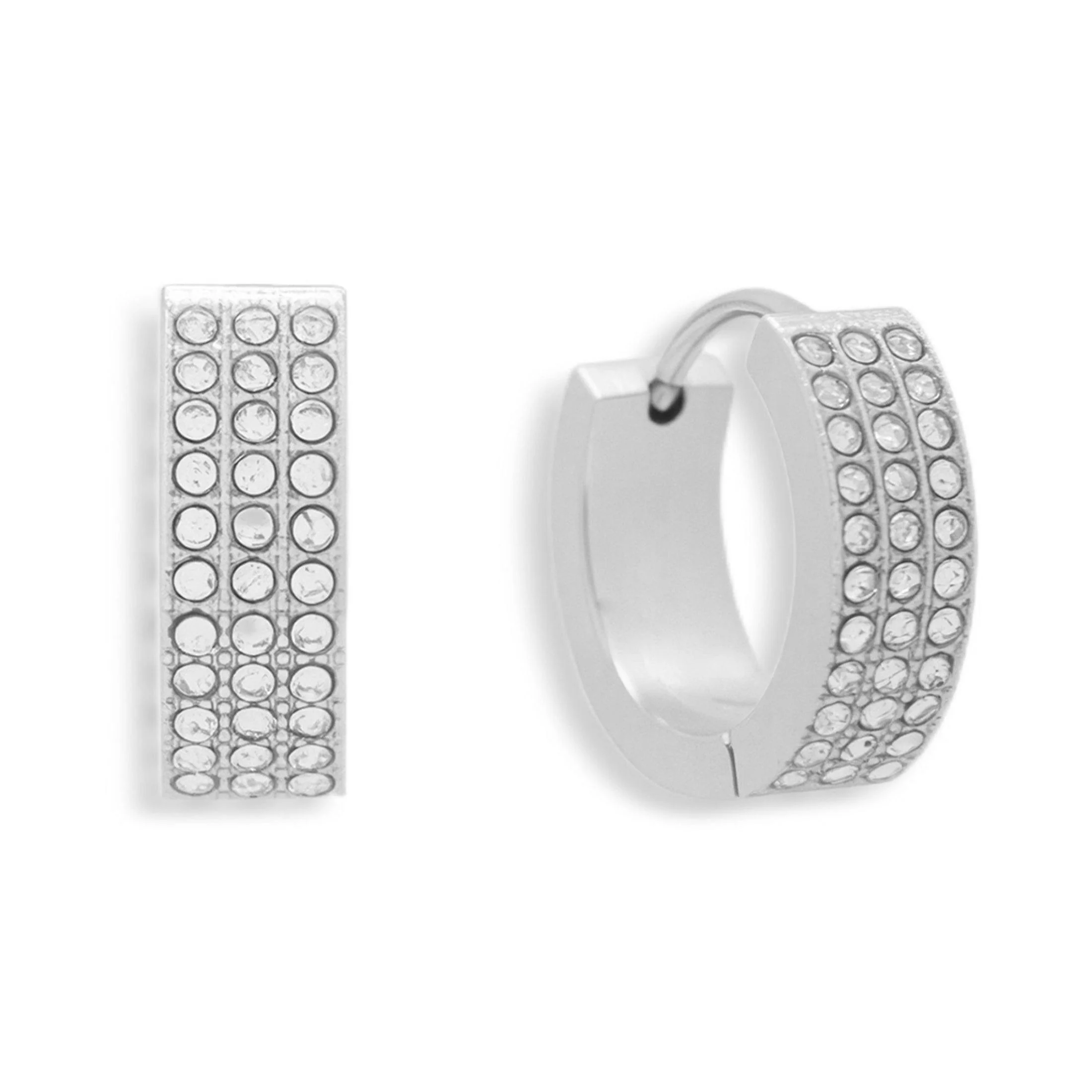 Pavé Crystal Huggie Hoop Earrings - Image 4