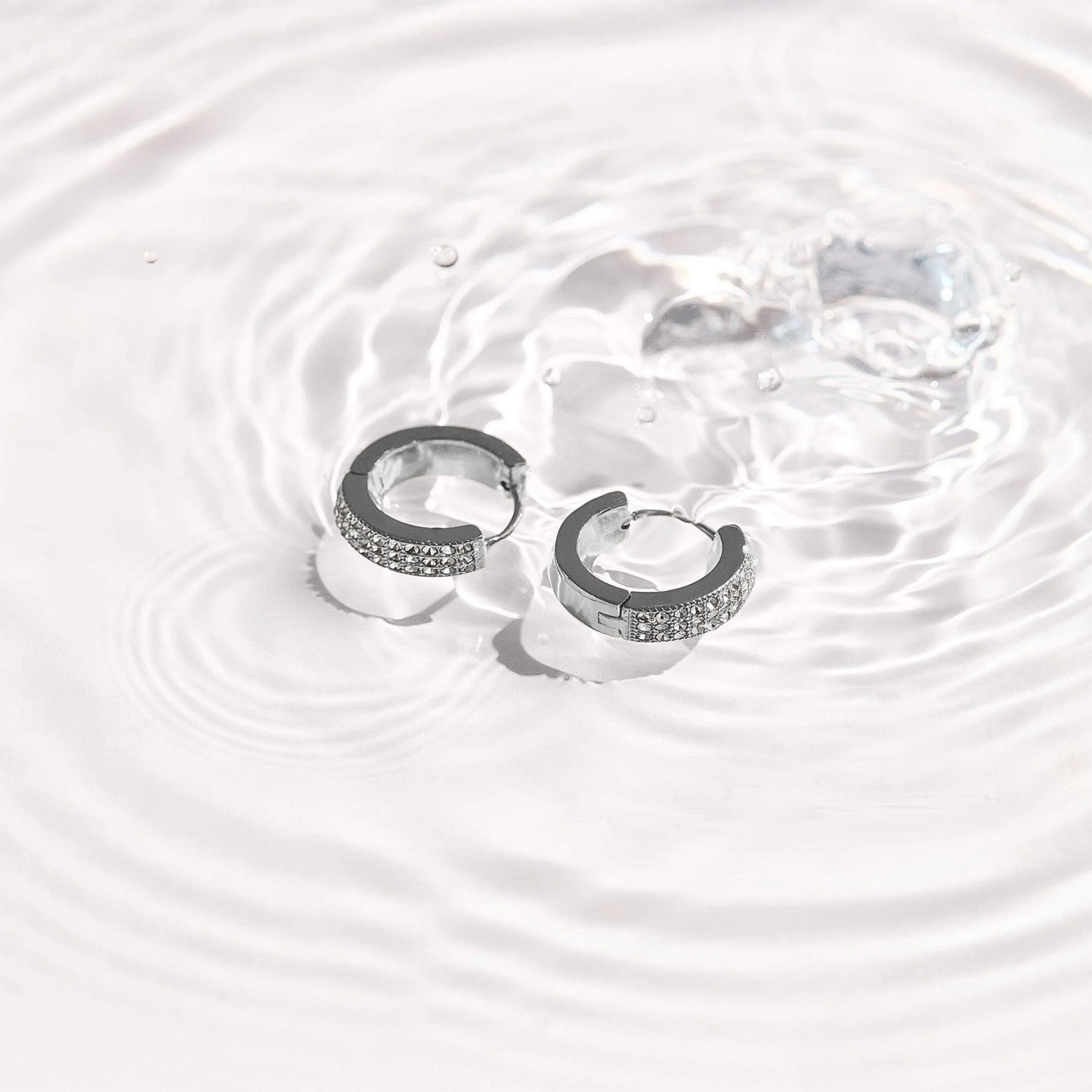 Pavé Crystal Huggie Hoop Earrings - Image 6