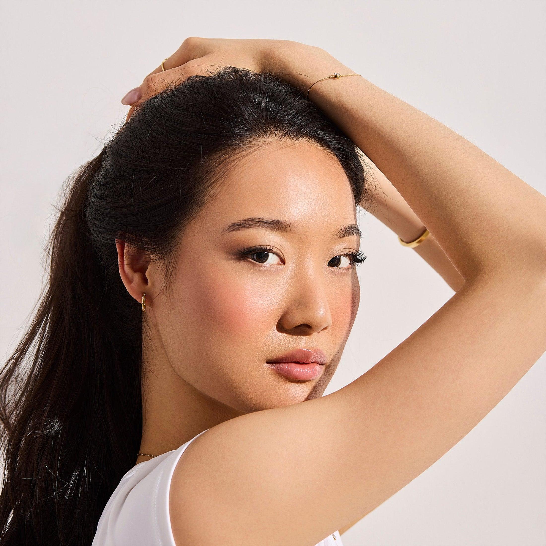 Crystal Dot Hoop Earrings - Image 2