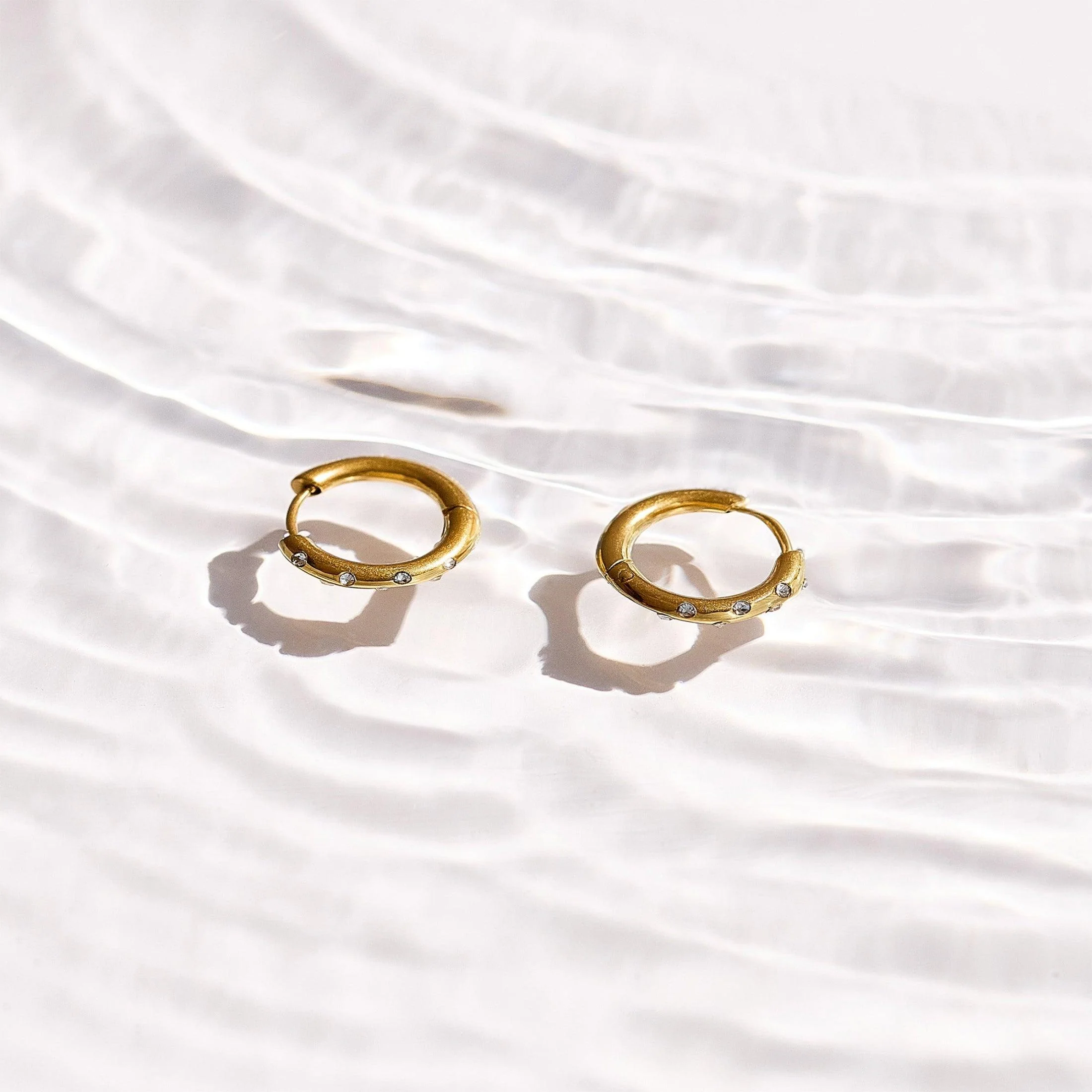 Crystal Dot Hoop Earrings - Image 3