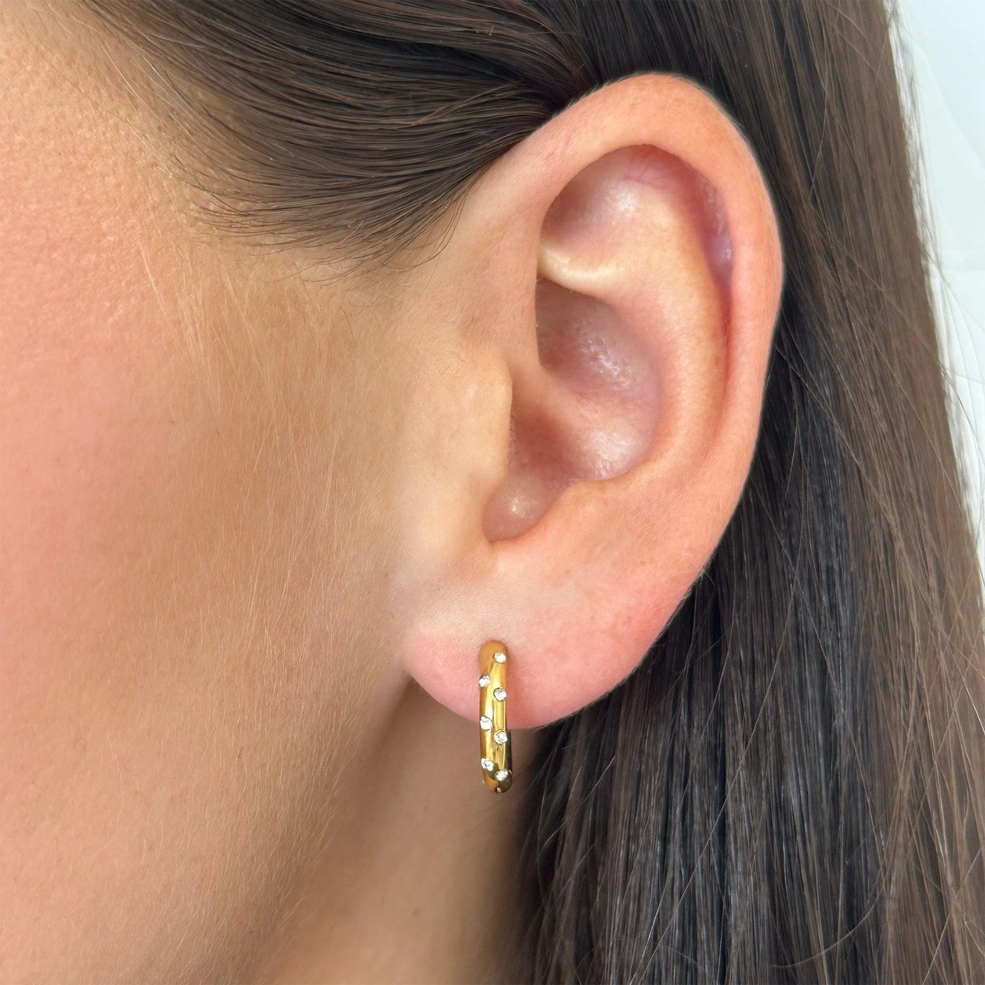 Crystal Dot Hoop Earrings - Image 4