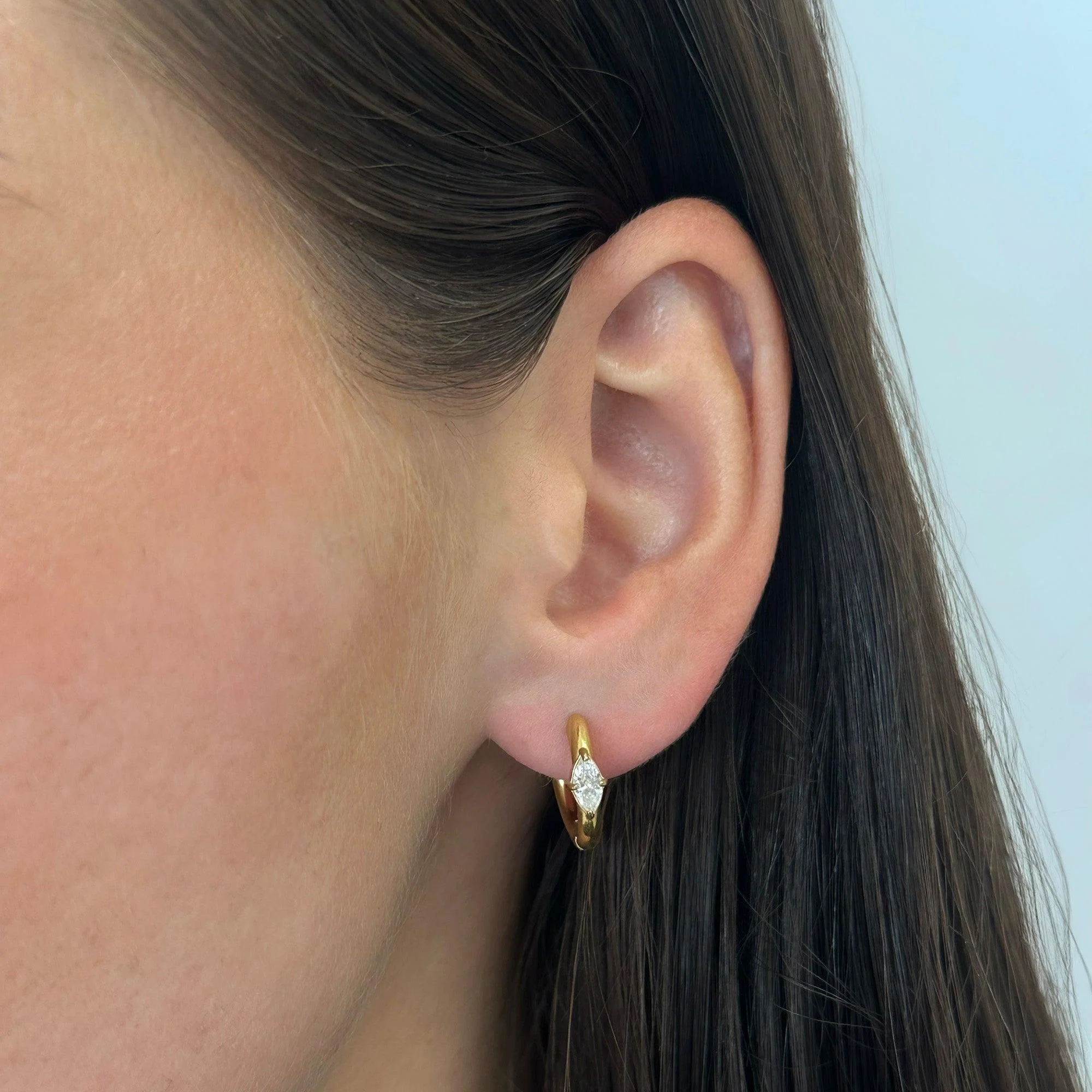 Marquise Crystal Huggie Hoop Earrings - Image 2