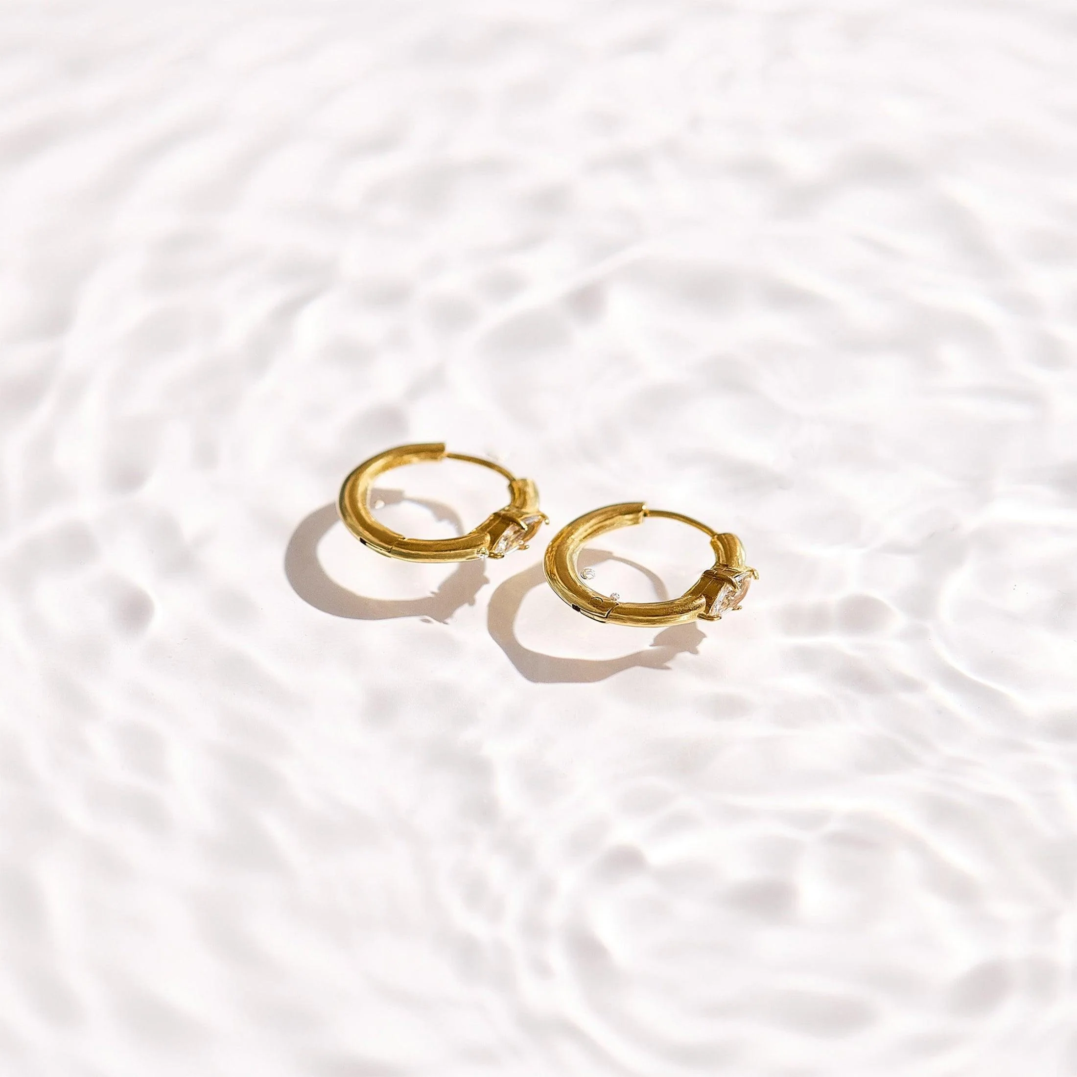 Marquise Crystal Huggie Hoop Earrings - Image 3
