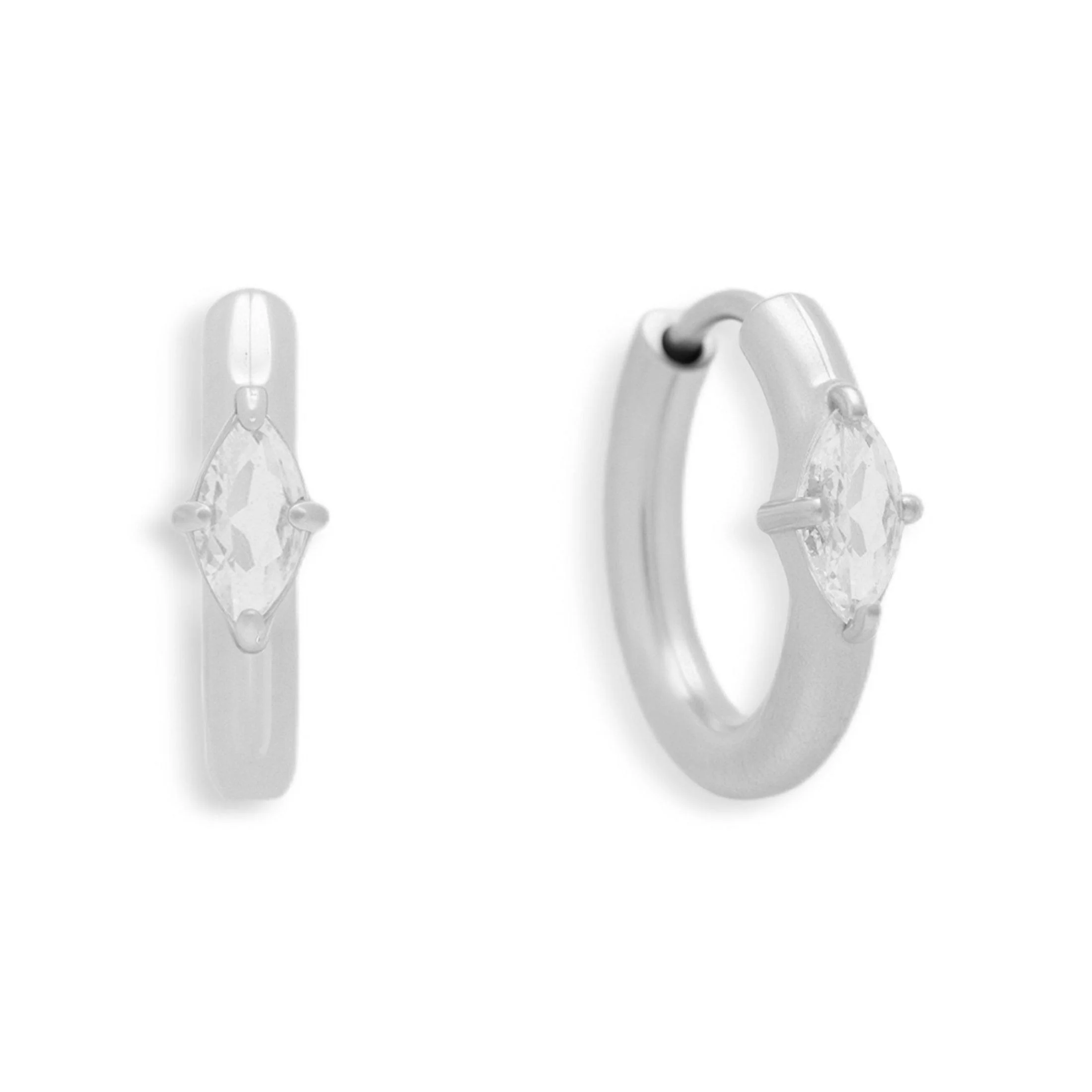Marquise Crystal Huggie Hoop Earrings - Image 4