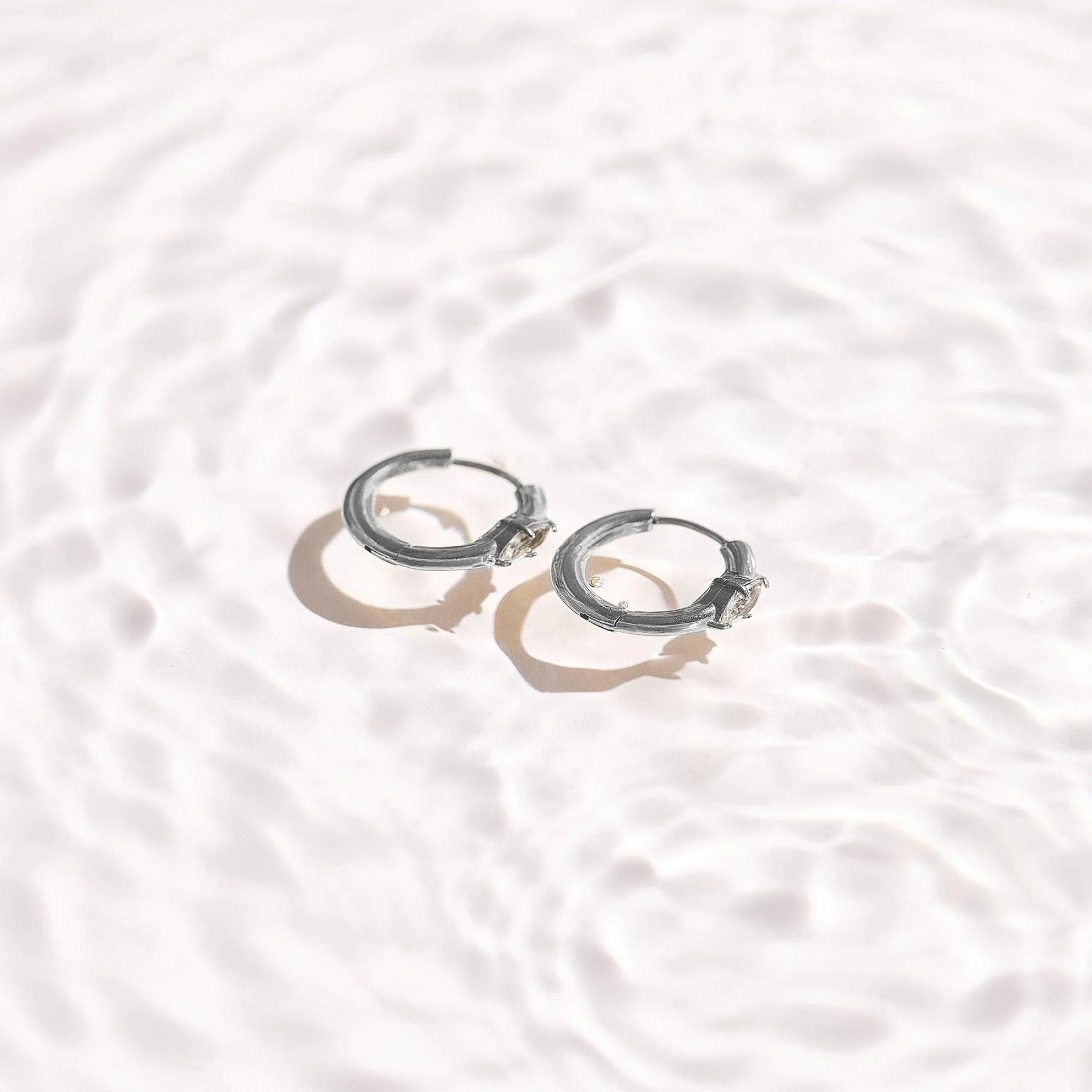 Marquise Crystal Huggie Hoop Earrings - Image 5