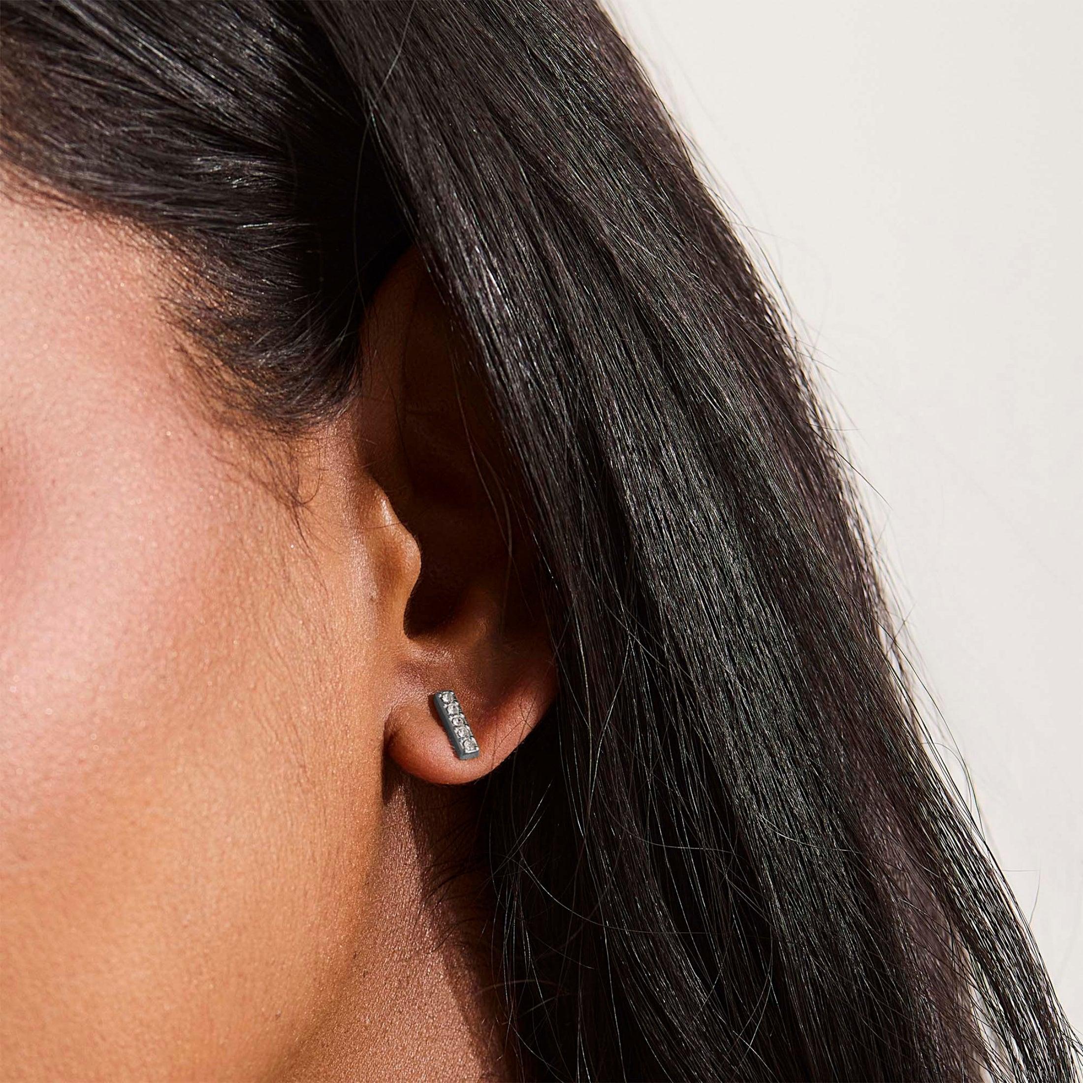 Crystal Bar Stud Earrings - Image 6