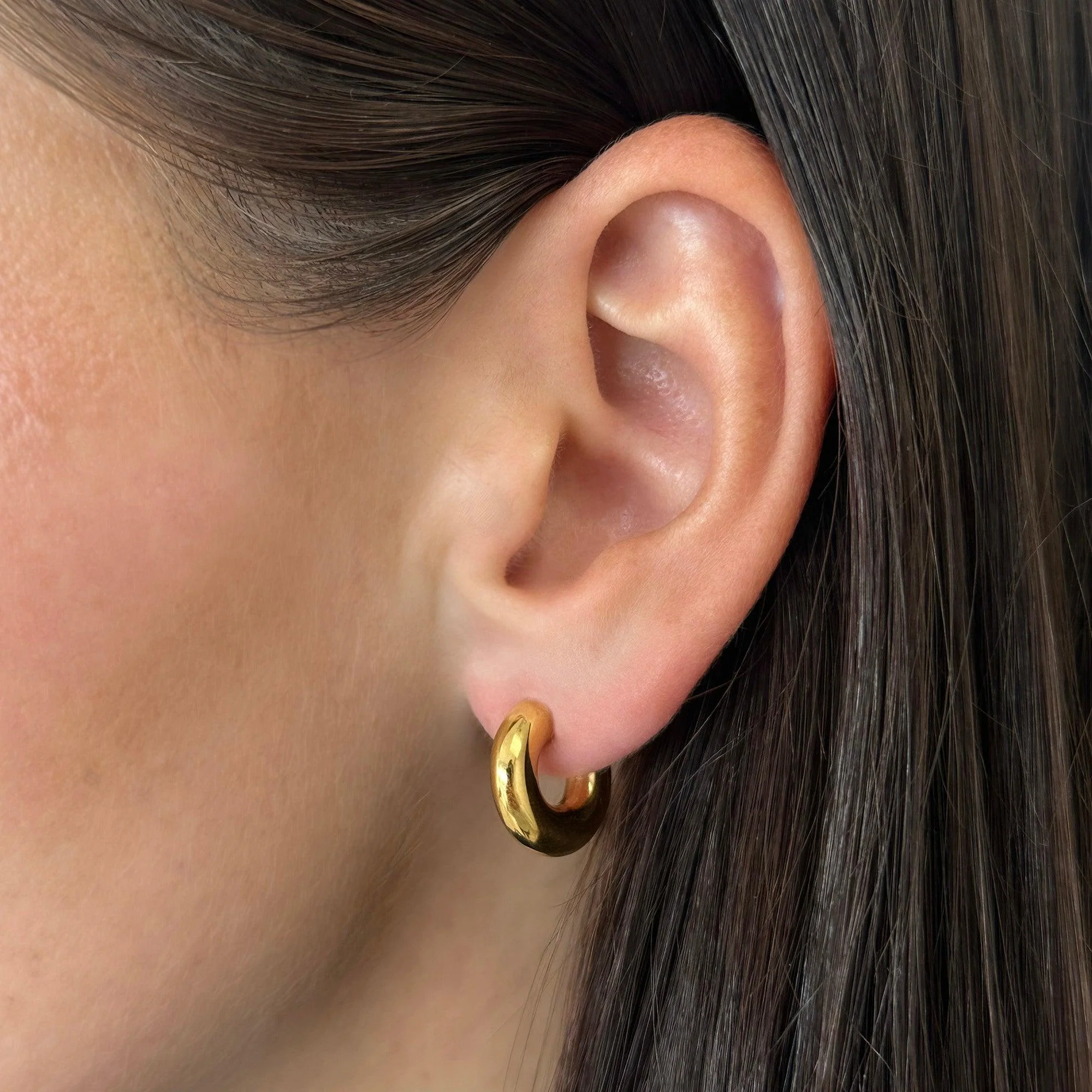 Chunky Curved Hoop Earrings - Image 2
