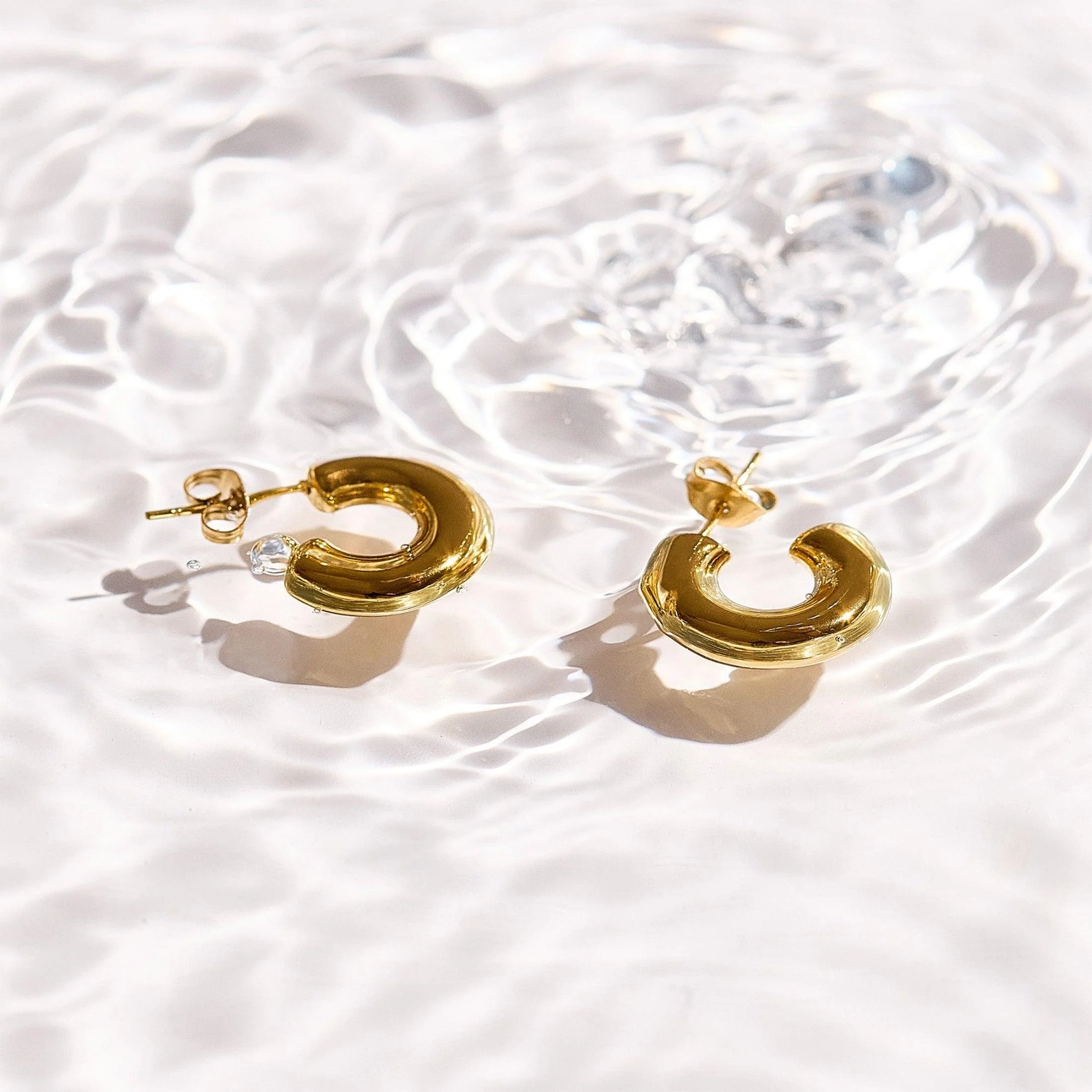 Chunky Curved Hoop Earrings - Image 3