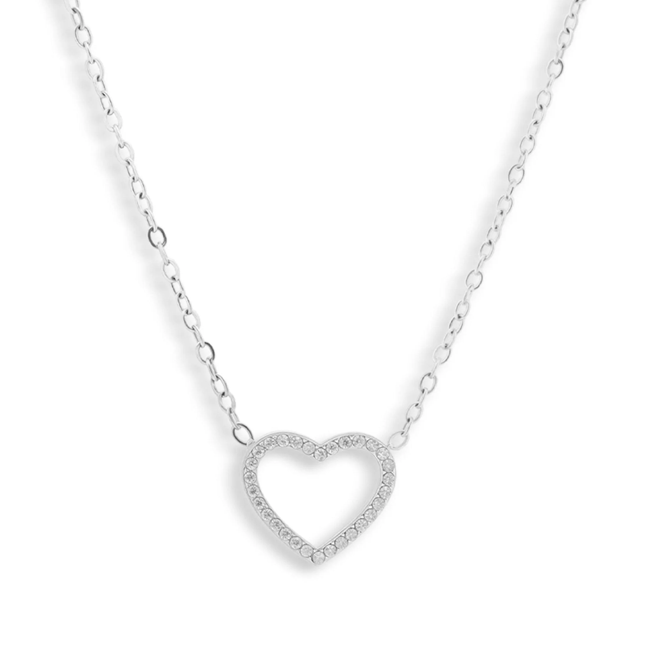 Crystal Heart Outline Necklace - Image 3