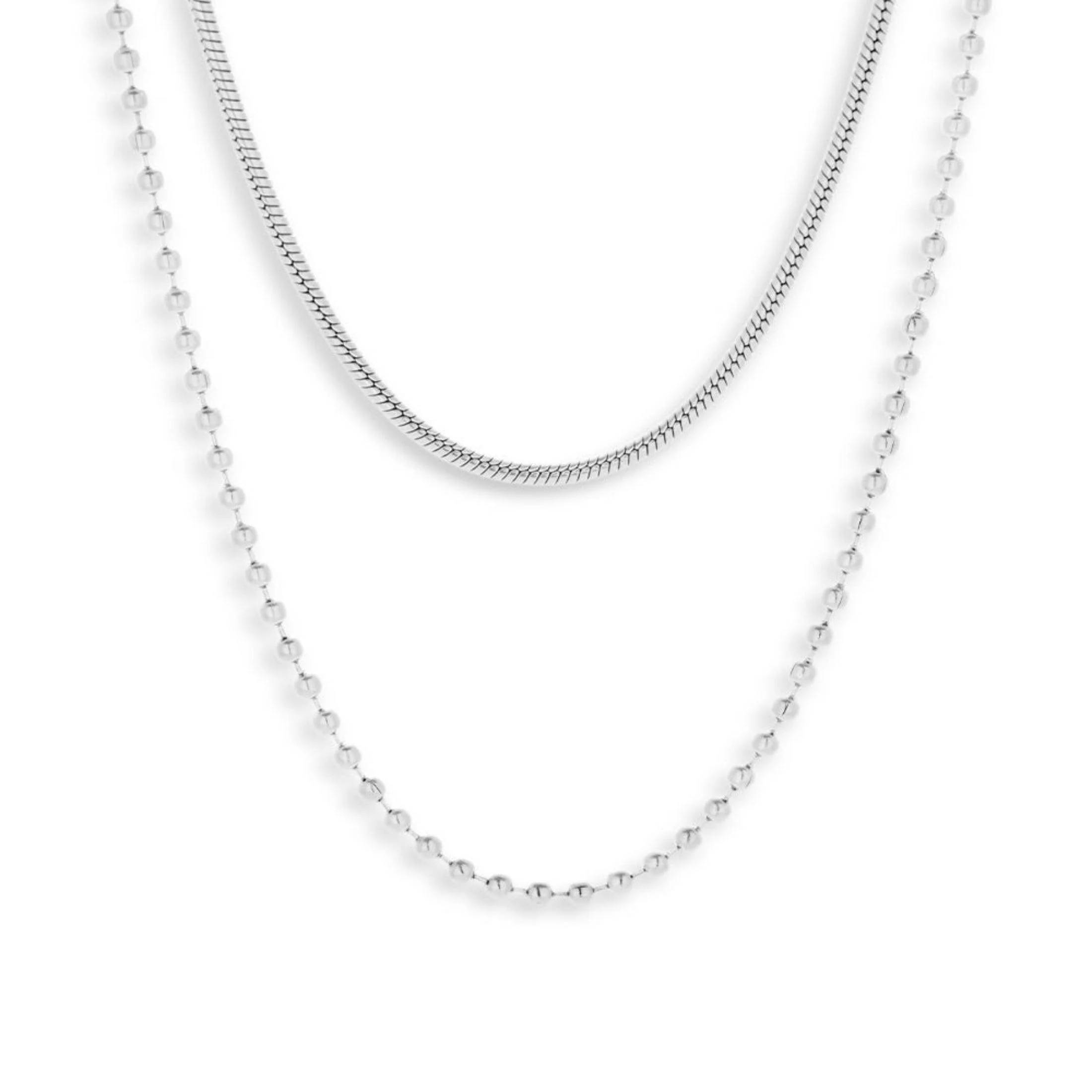 Layered Snake & Bead Chain Necklace - Image 4