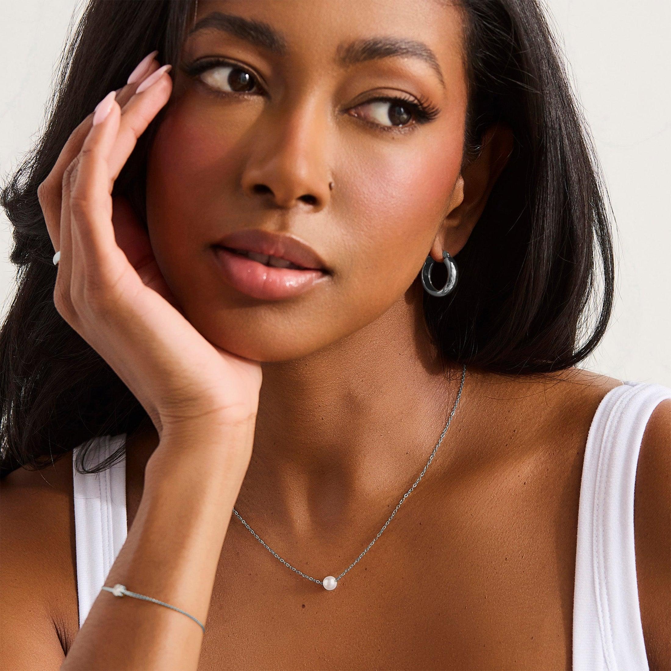Single Pearl Drop Necklace - Image 4