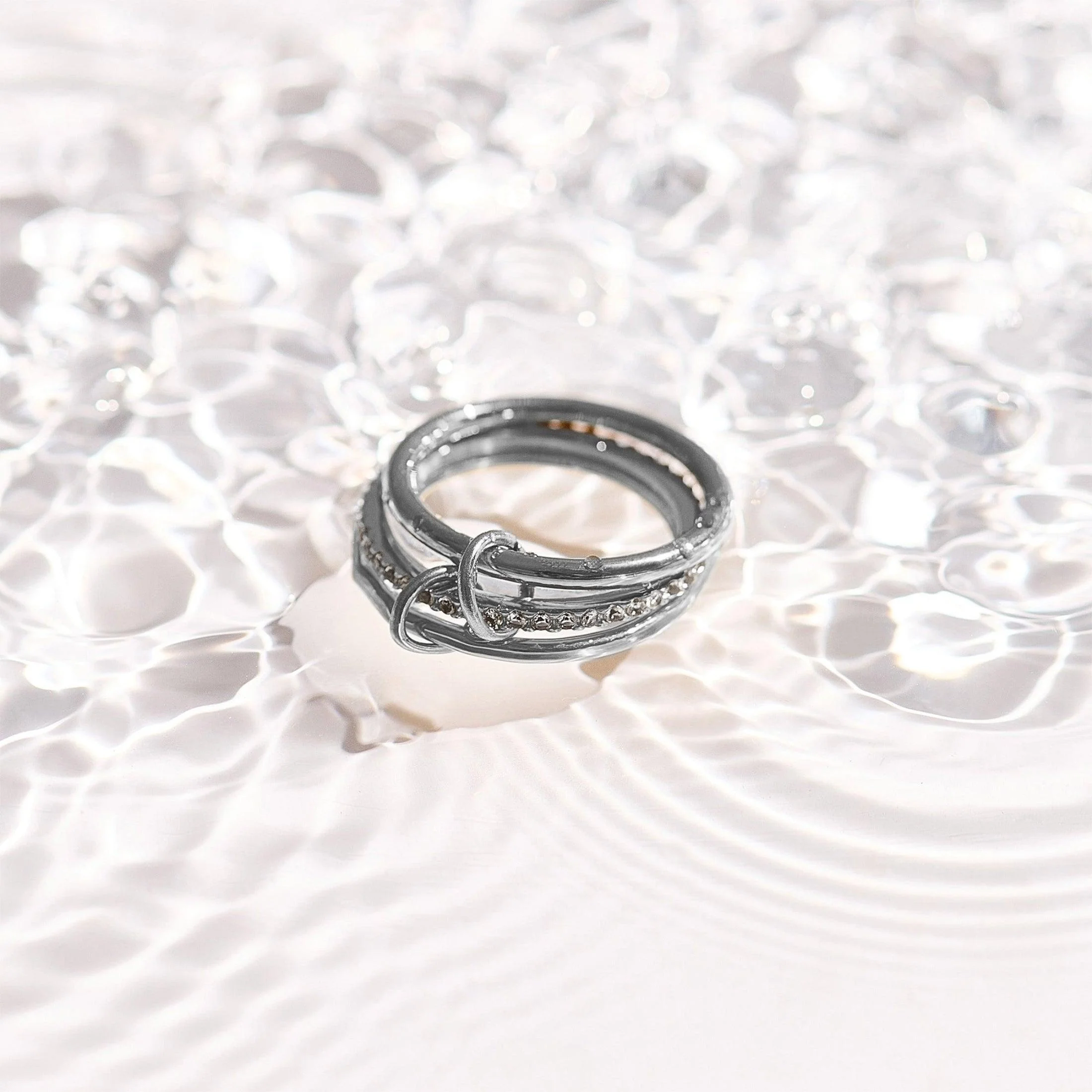 Stacked Linked Crystal Band Ring - Image 5