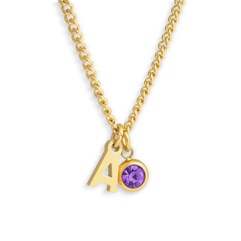 Custom/Personalized Initial Pendant Necklace w/ Birthstone - Image 10