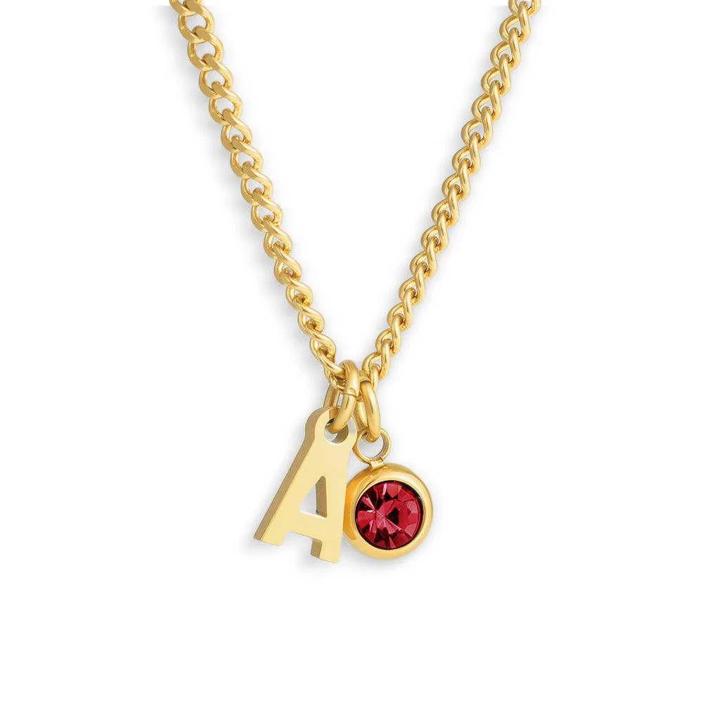 Custom/Personalized Initial Pendant Necklace w/ Birthstone - Image 11
