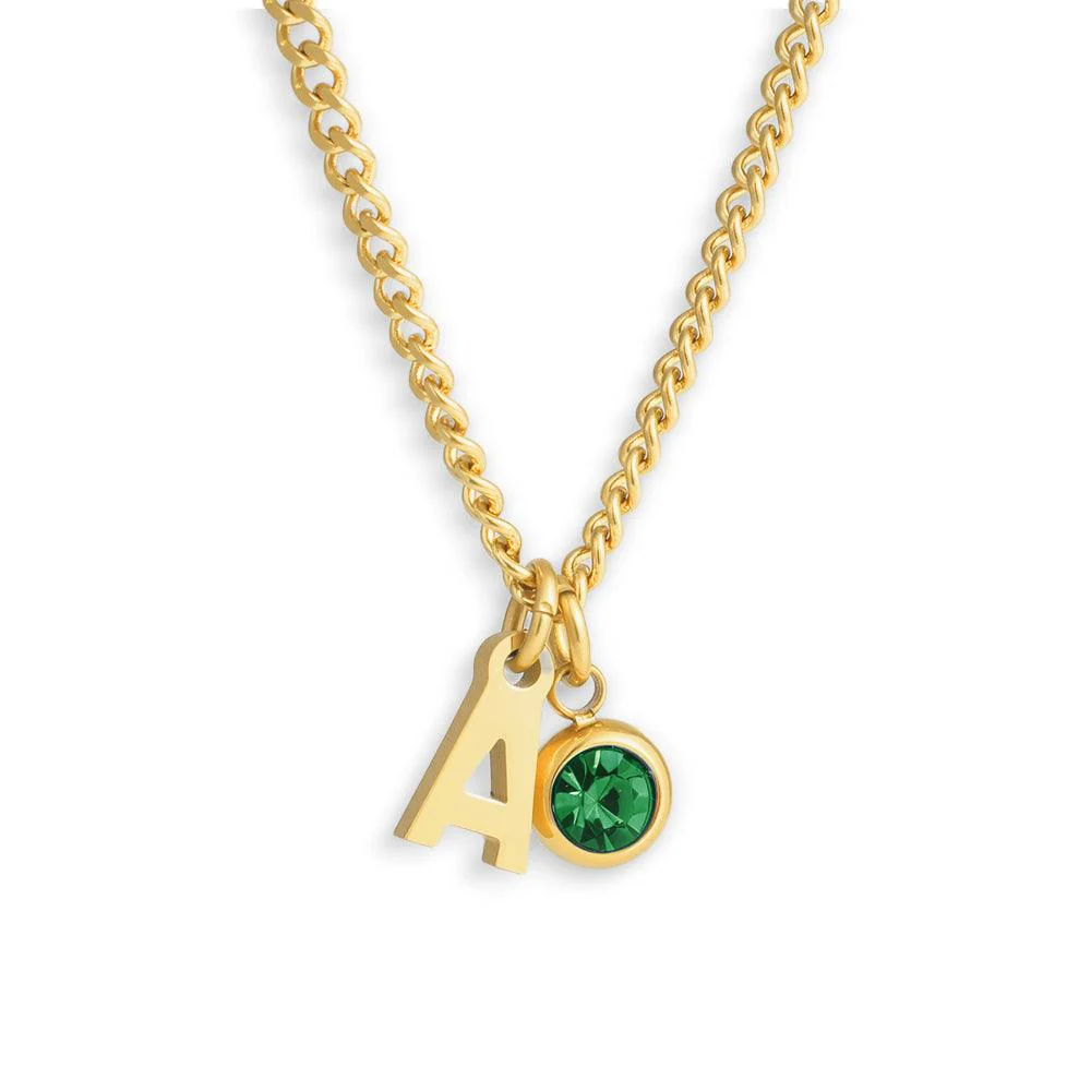 Custom/Personalized Initial Pendant Necklace w/ Birthstone - Image 3