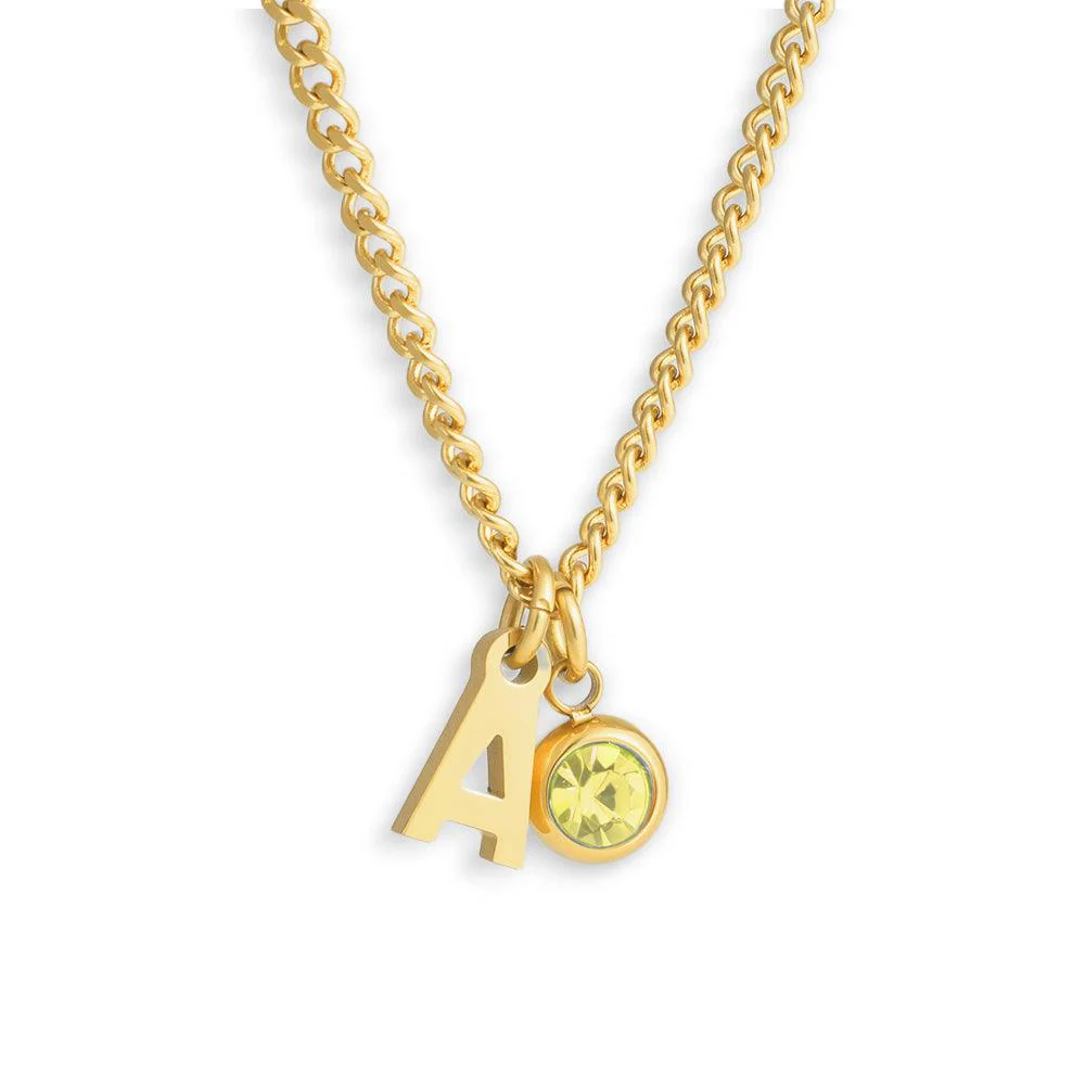 Custom/Personalized Initial Pendant Necklace w/ Birthstone - Image 4