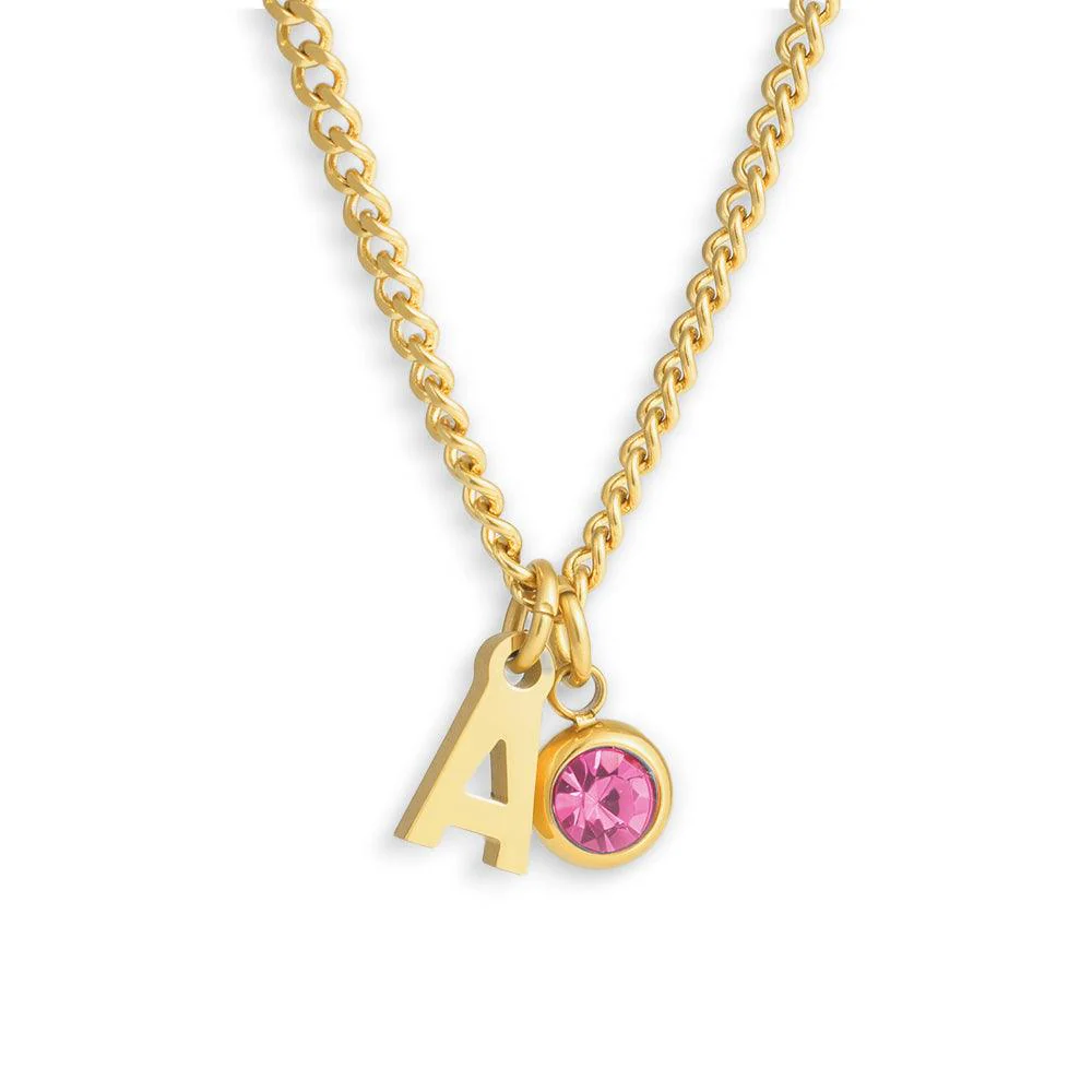Custom/Personalized Initial Pendant Necklace w/ Birthstone - Image 5