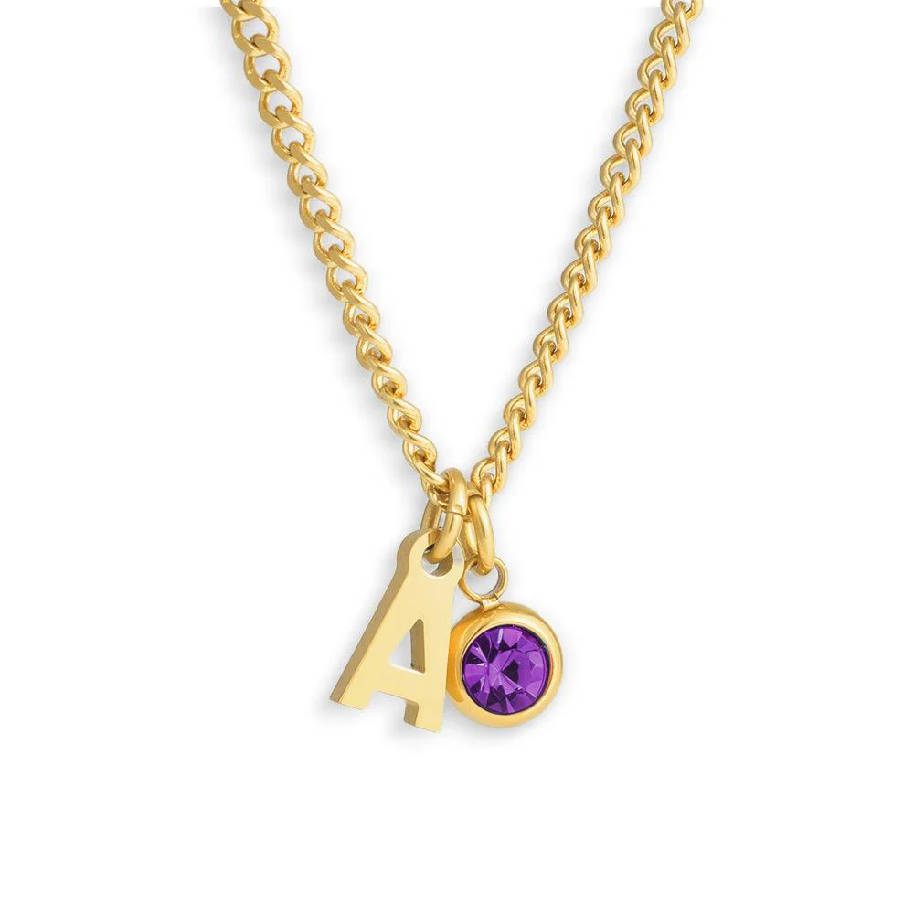 Custom/Personalized Initial Pendant Necklace w/ Birthstone - Image 7
