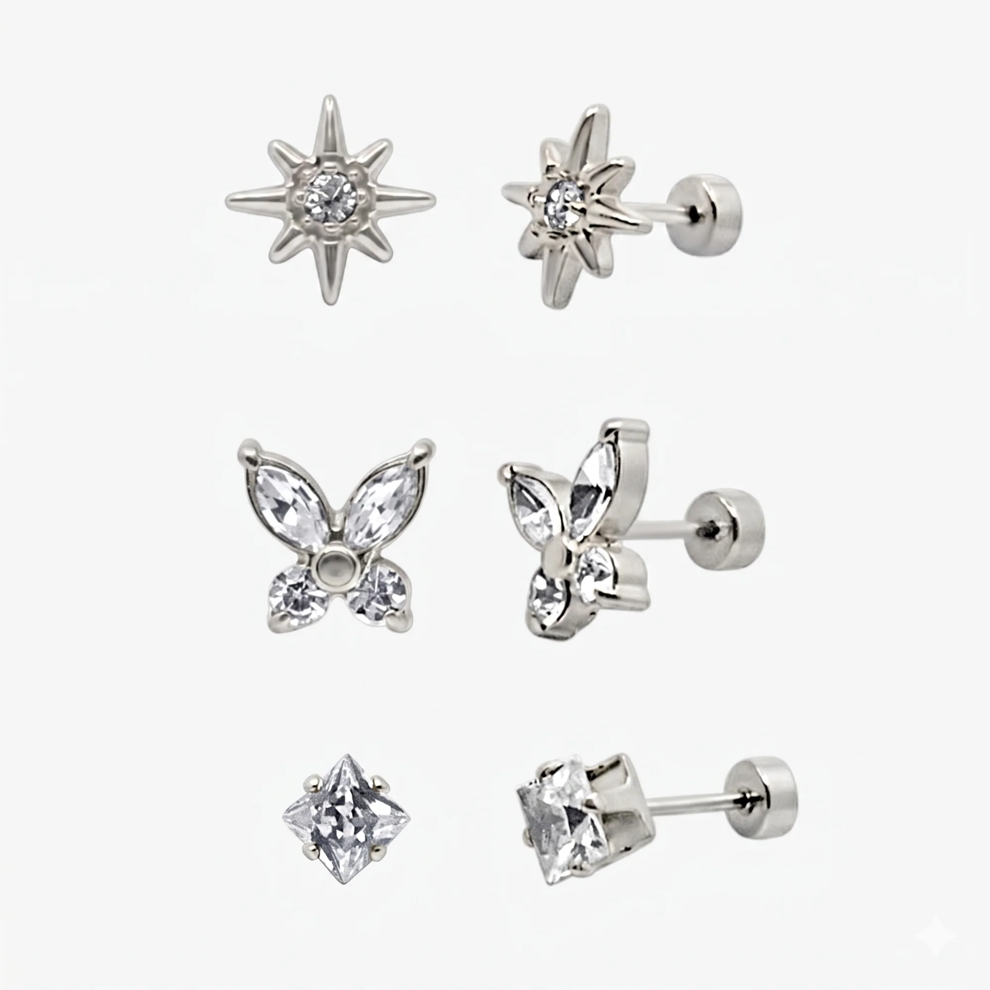 Eternal Twinkle 3 Pack Flat Back Earrings Set - Image 4