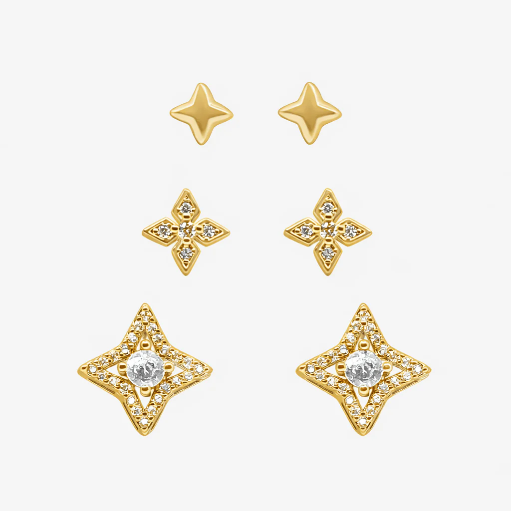 Glitter Pop Stud Earrings 3 Piece Pack - Image 2