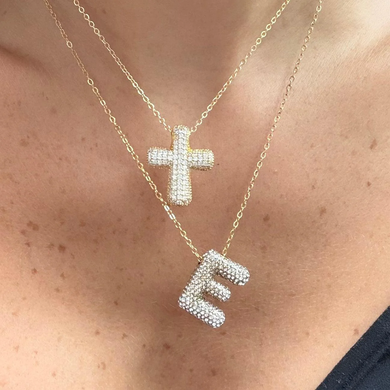 Pave Bubble Letter Necklace - Image 2