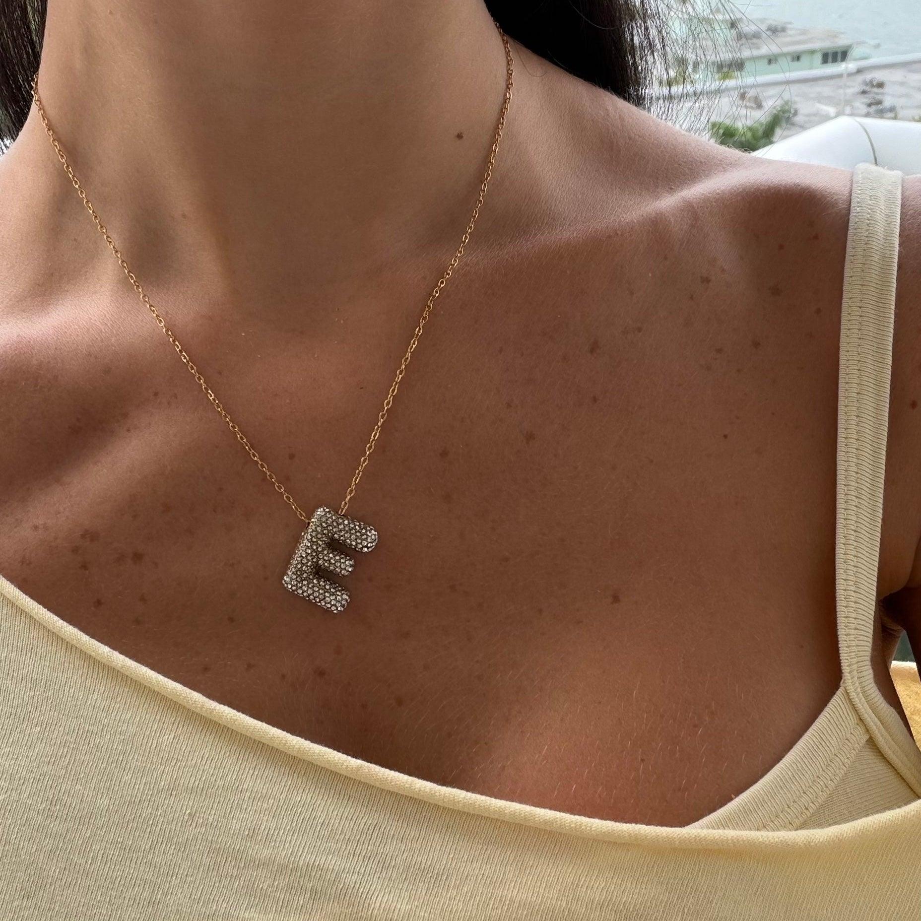 Pave Bubble Letter Necklace - Image 4