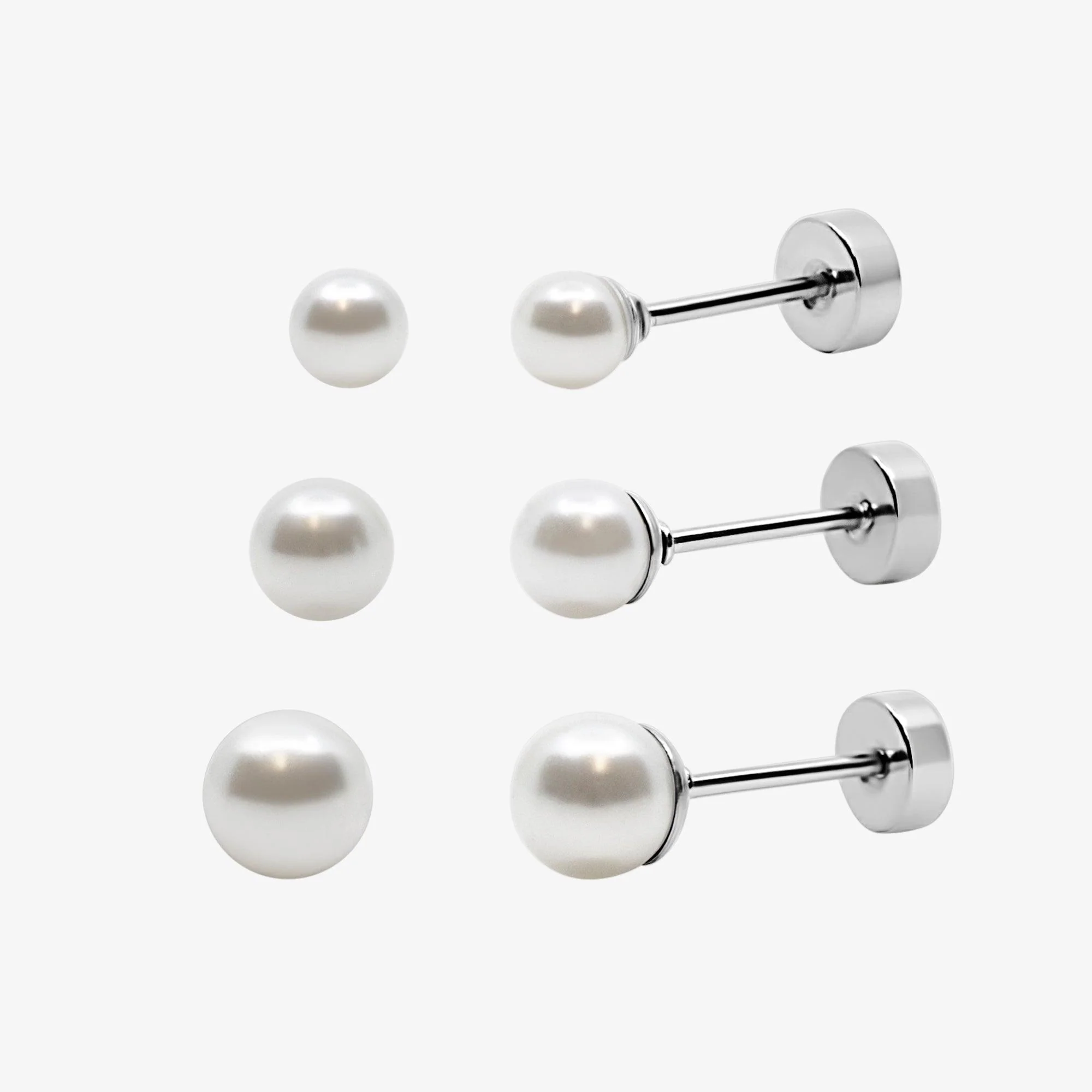 Pearl Crush Flat Back Earring 3 Piece Set - Image 3