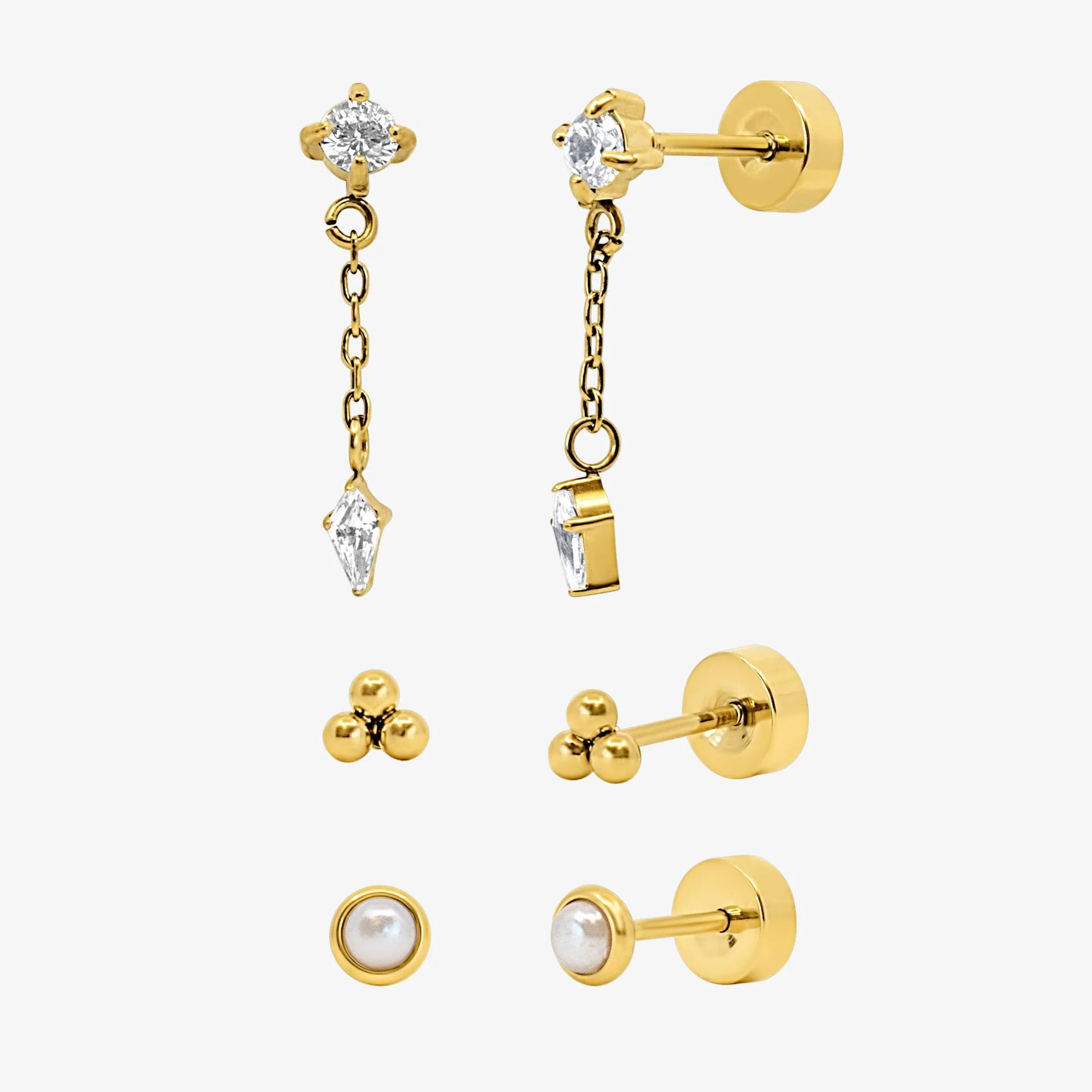 Starry Babe Flat Back Earrings 3 Piece Set - Image 2