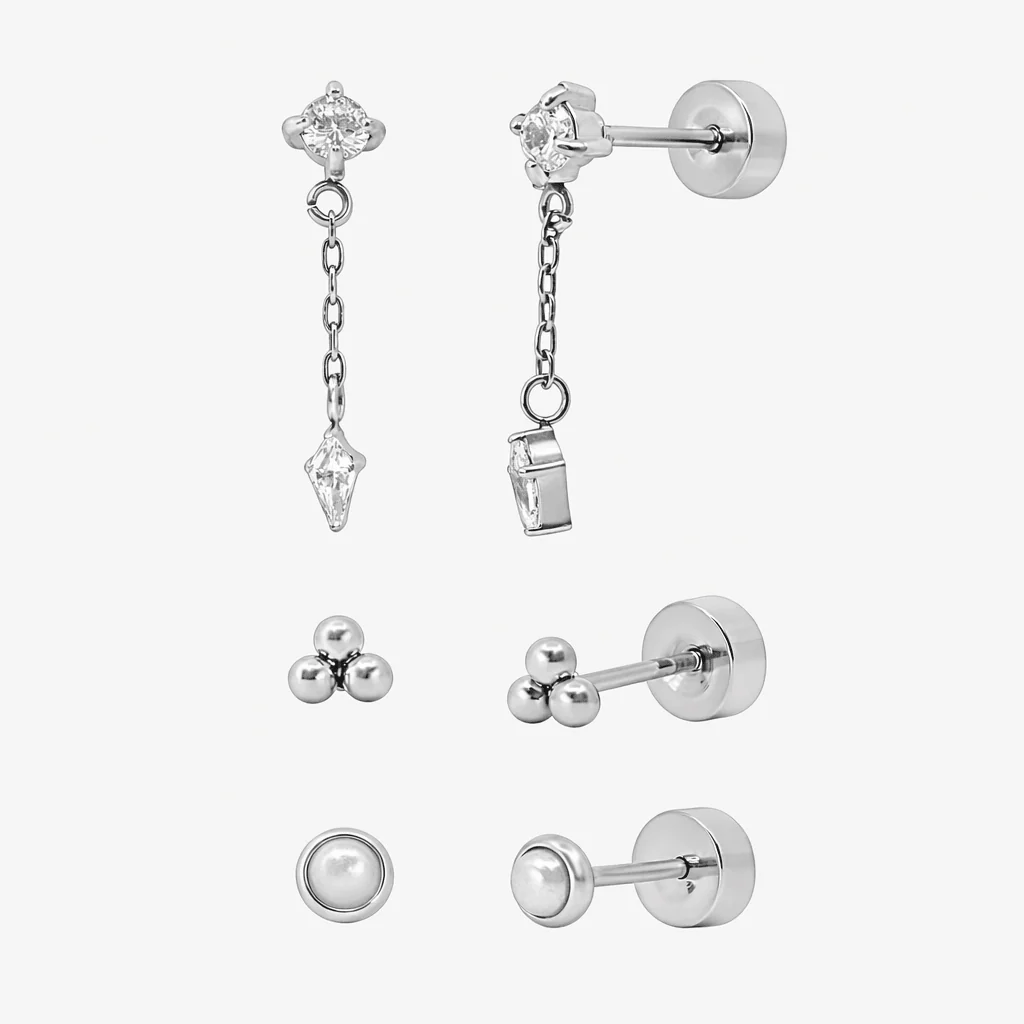 Starry Babe Flat Back Earrings 3 Piece Set - Image 3