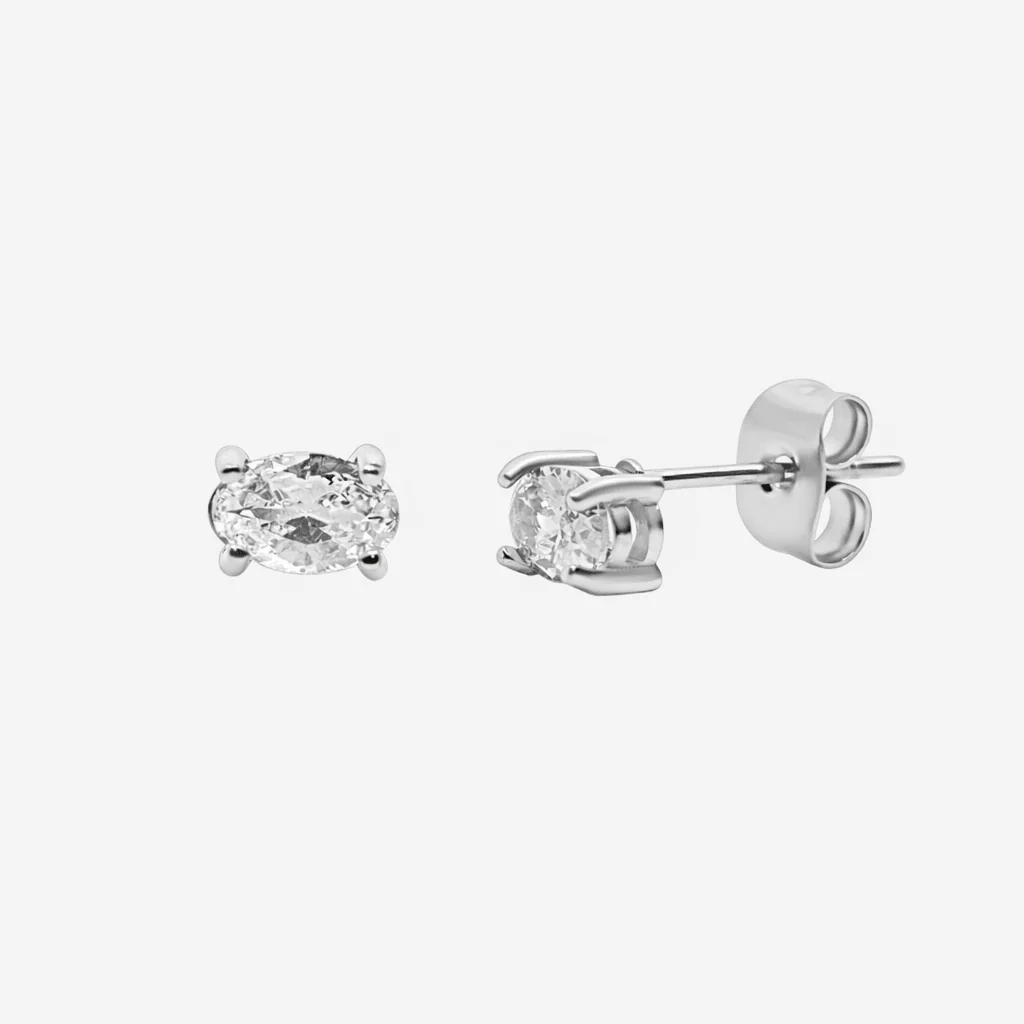 Twinkling Star Oval Stud Earrings - Image 3
